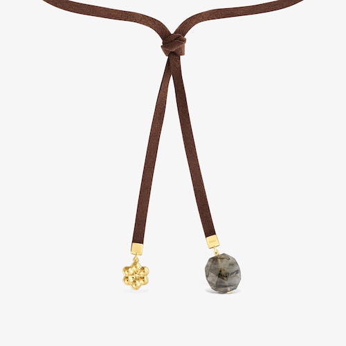 Collar con ba&ntilde;o de oro 18 kt sobre plata y labradorita Bold Motif