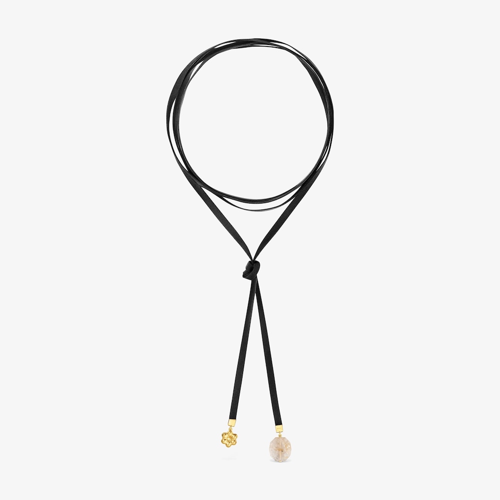 Collar con ba&ntilde;o de oro 18 kt sobre plata y cuarzo Bold Motif