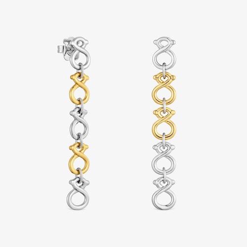 Pendientes largos de acero bicolor TOUS Infinity