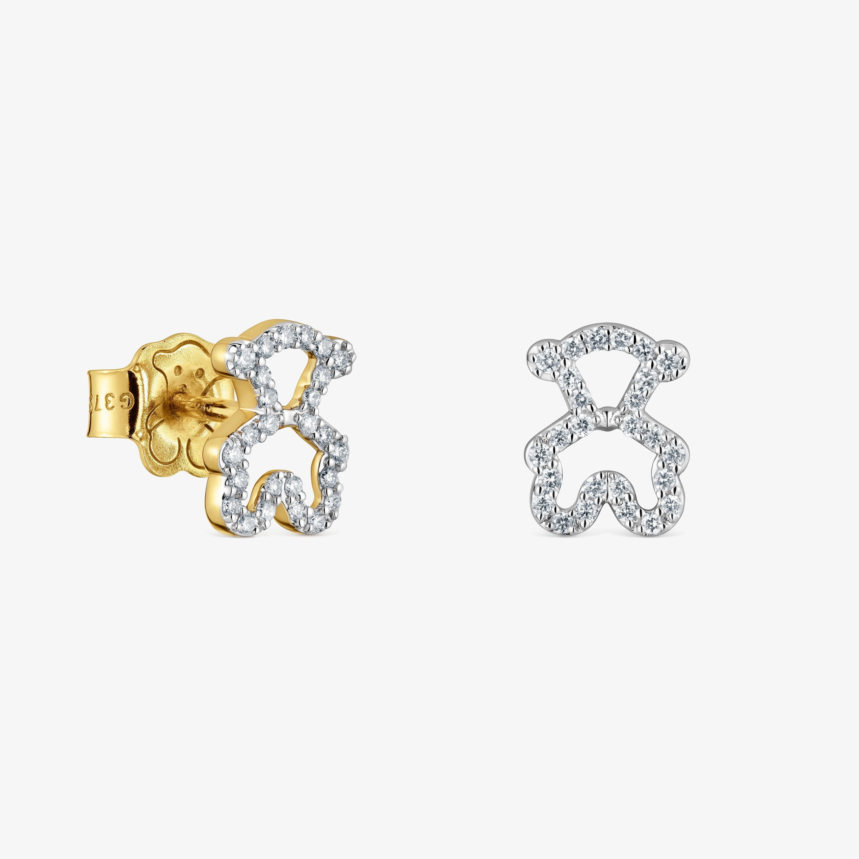 Diamond and 9kt gold bear Earrings TOUS Kaos