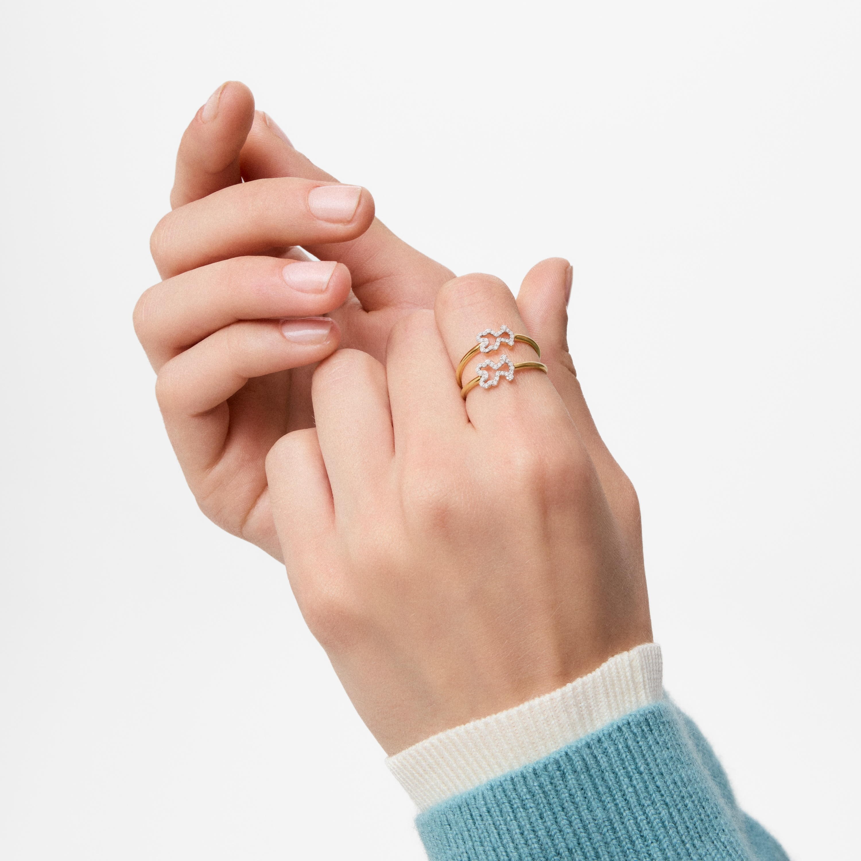 Diamond and 9kt gold bear Ring TOUS Kaos