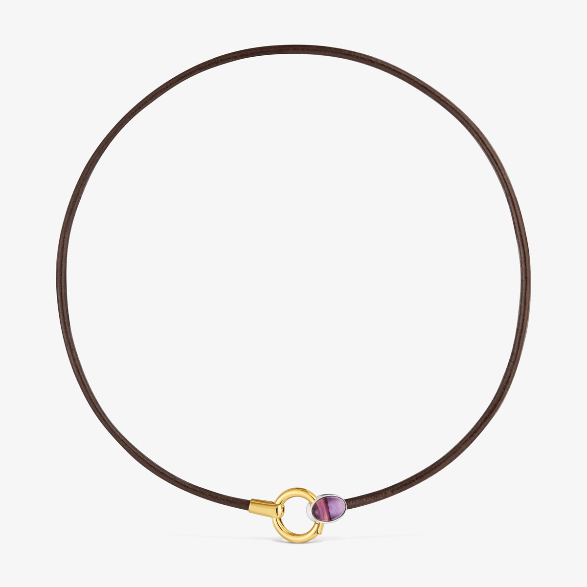 アクセサリー At Two-tone Necklace with amethyst and leather cord TOUS Gem Power | TOUS