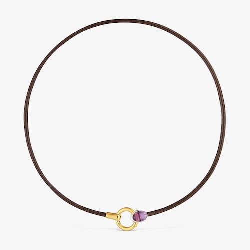 Colar bicolor com ametista e cord&atilde;o em pele TOUS Gem Power