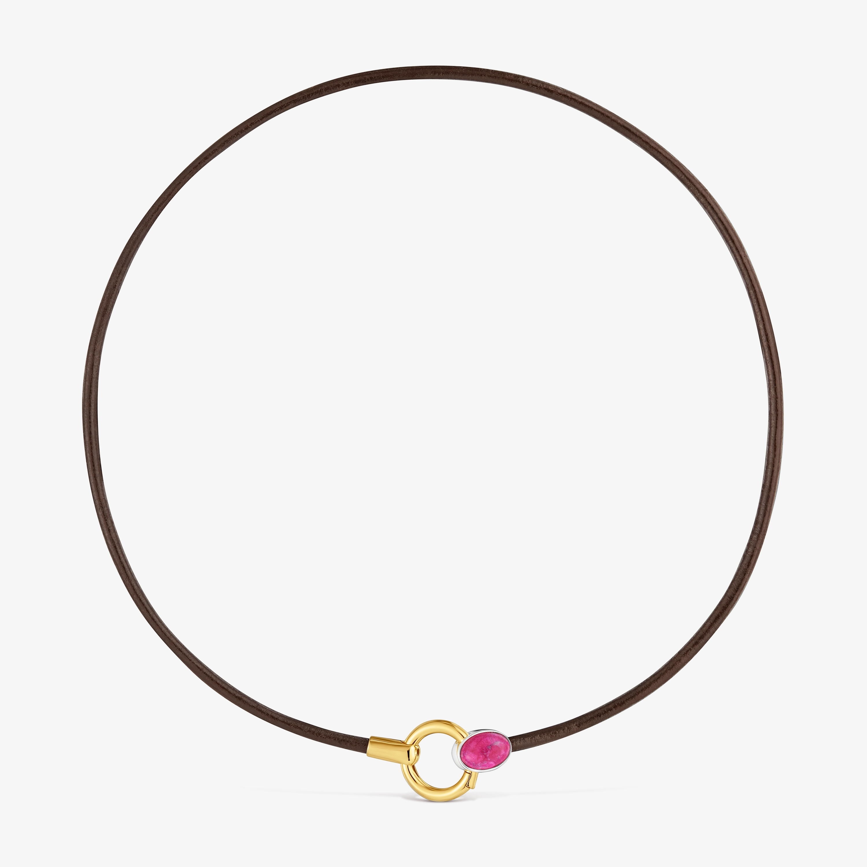 Two-tone Necklace with calcite and leather cord TOUS Gem Power