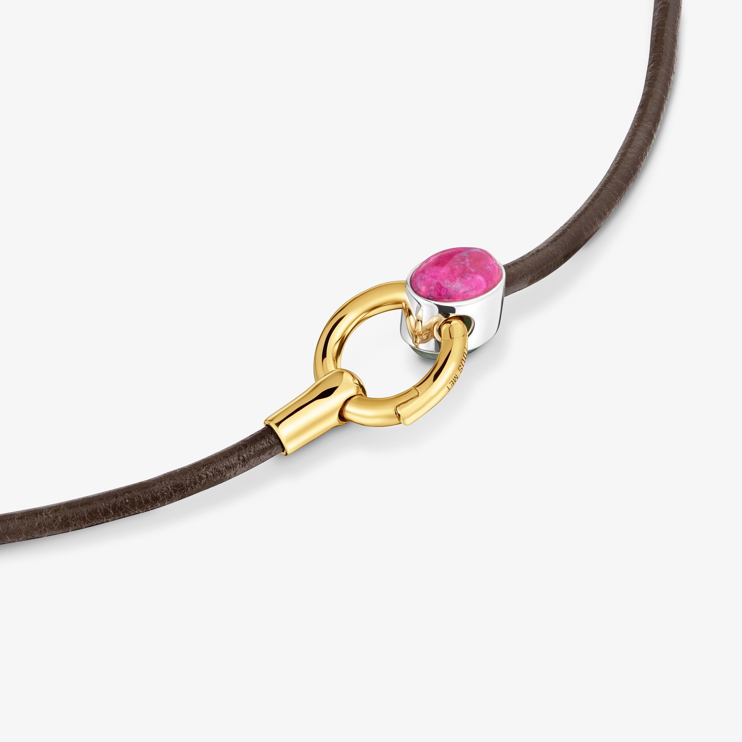 Two-tone Necklace with calcite and leather cord TOUS Gem Power