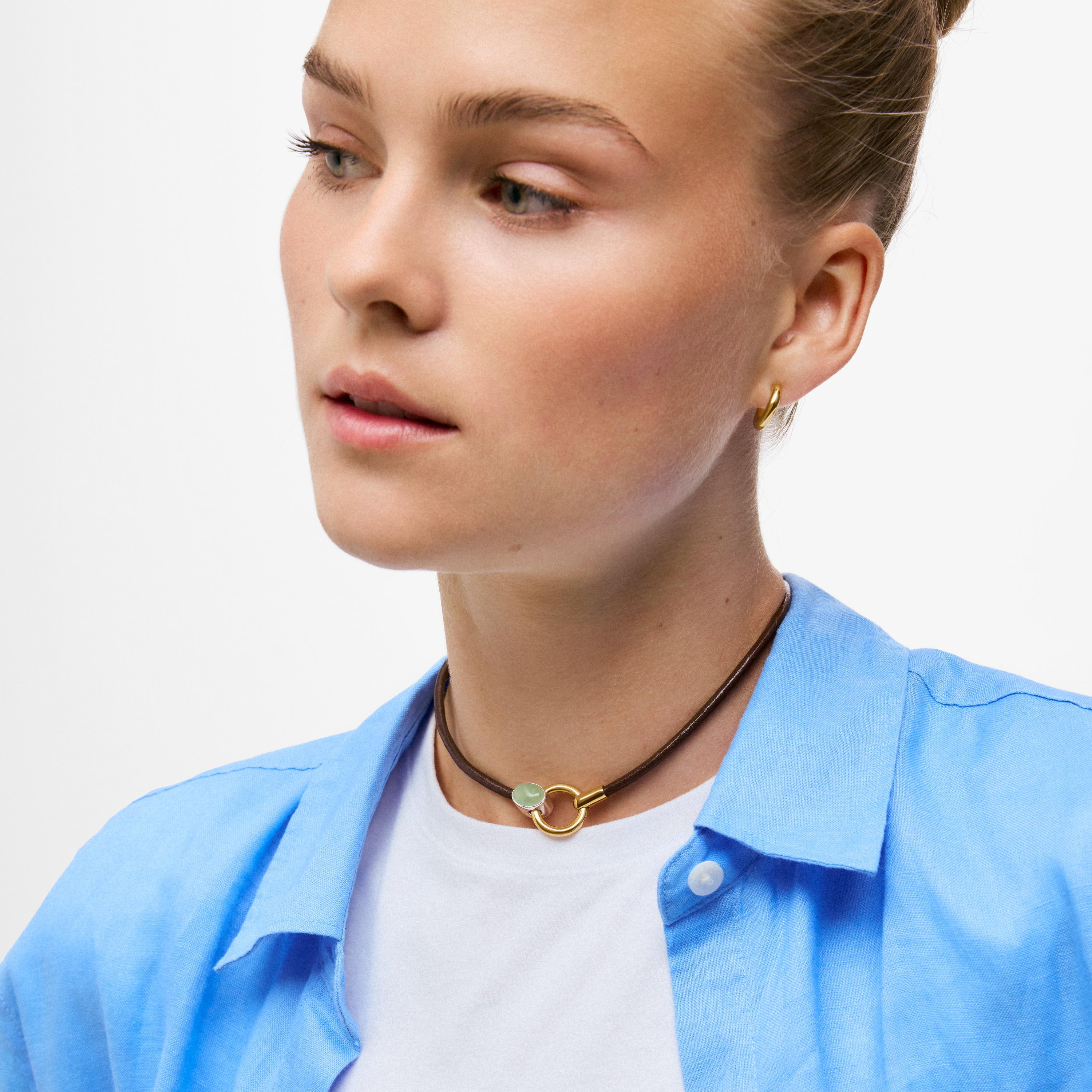 Two-tone Necklace with calcite and leather cord TOUS Gem Power