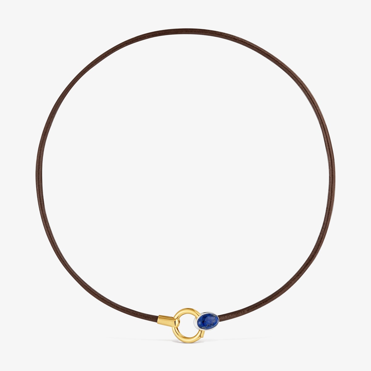 DENCOM YOUR TONE 健康アクセサリー Two-tone Necklace with lapis lazuli and leather cord TOUS Gem