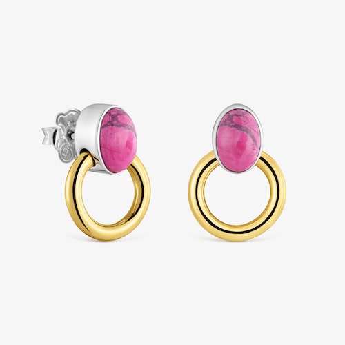 Two-tone Hoop earrings with Calcite TOUS Gem Power
