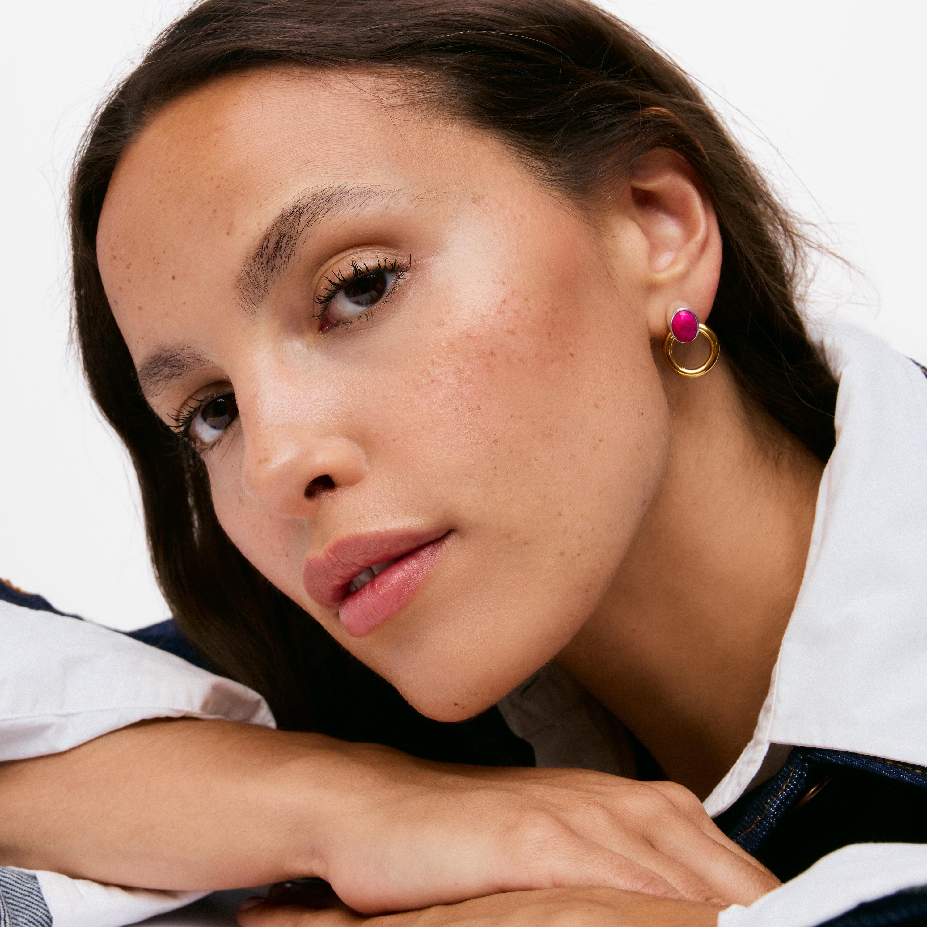 Two-tone Hoop earrings with calcite TOUS Gem Power