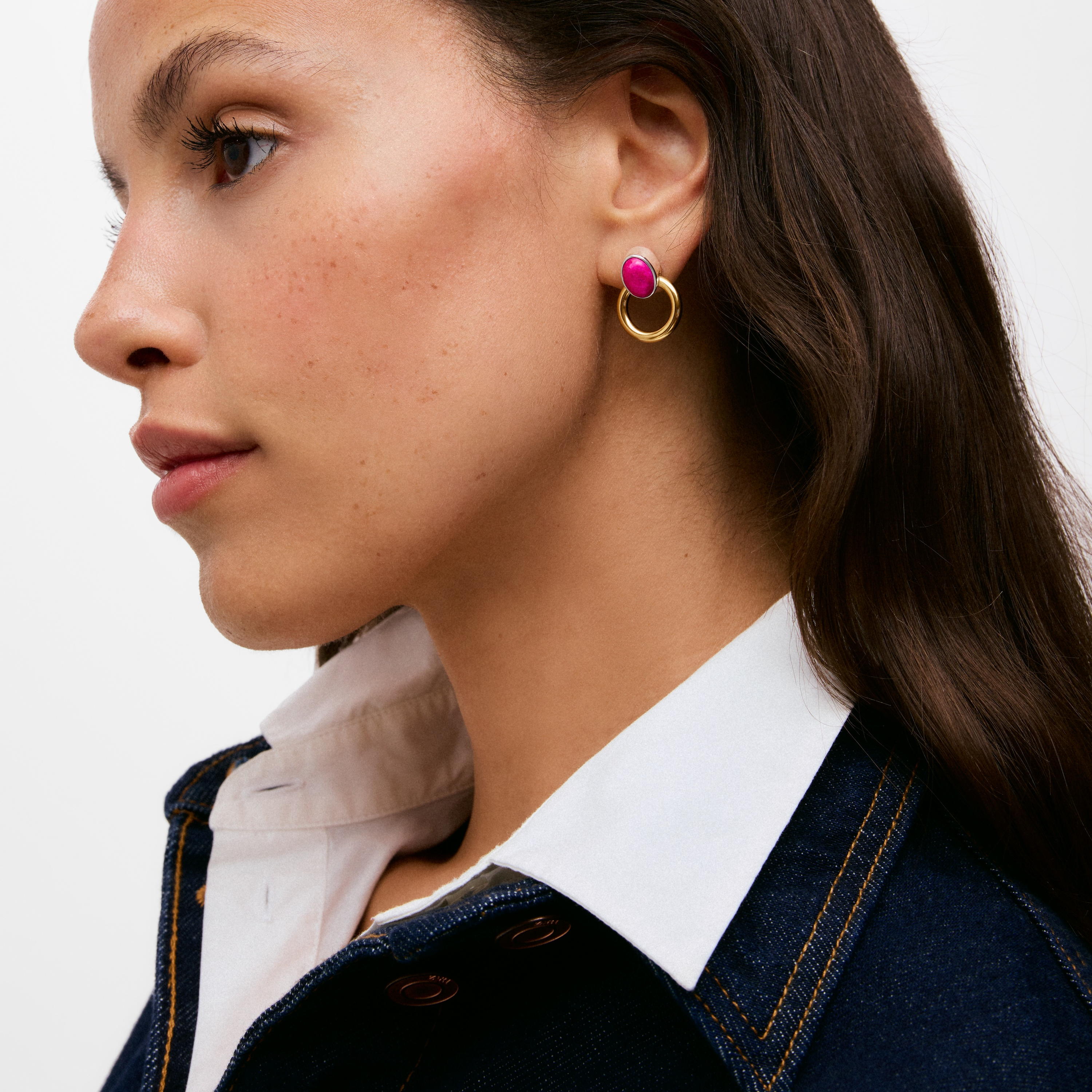 Two-tone Hoop earrings with calcite TOUS Gem Power
