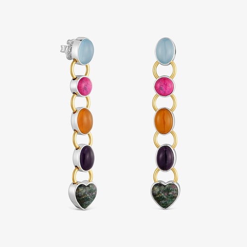 Boucles d&rsquo;oreilles bicolores avec pierres pr&eacute;cieuses XL TOUS Gem Power