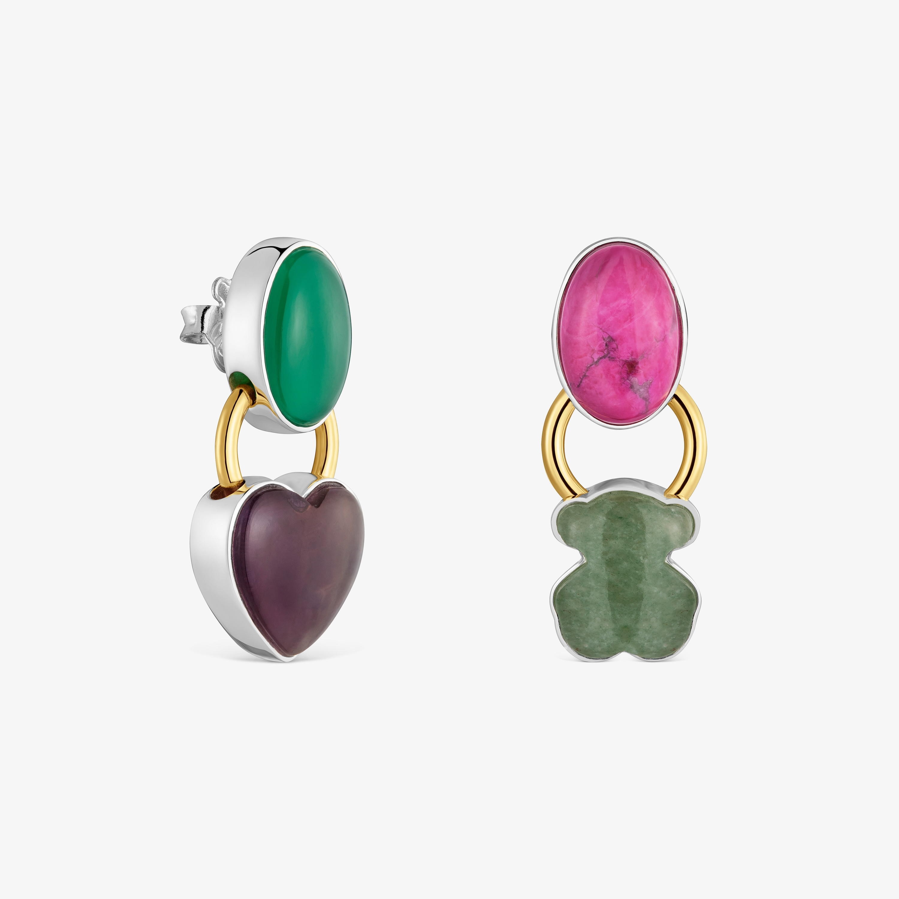 Two-tone Bear earrings with gemstones TOUS Gem Power