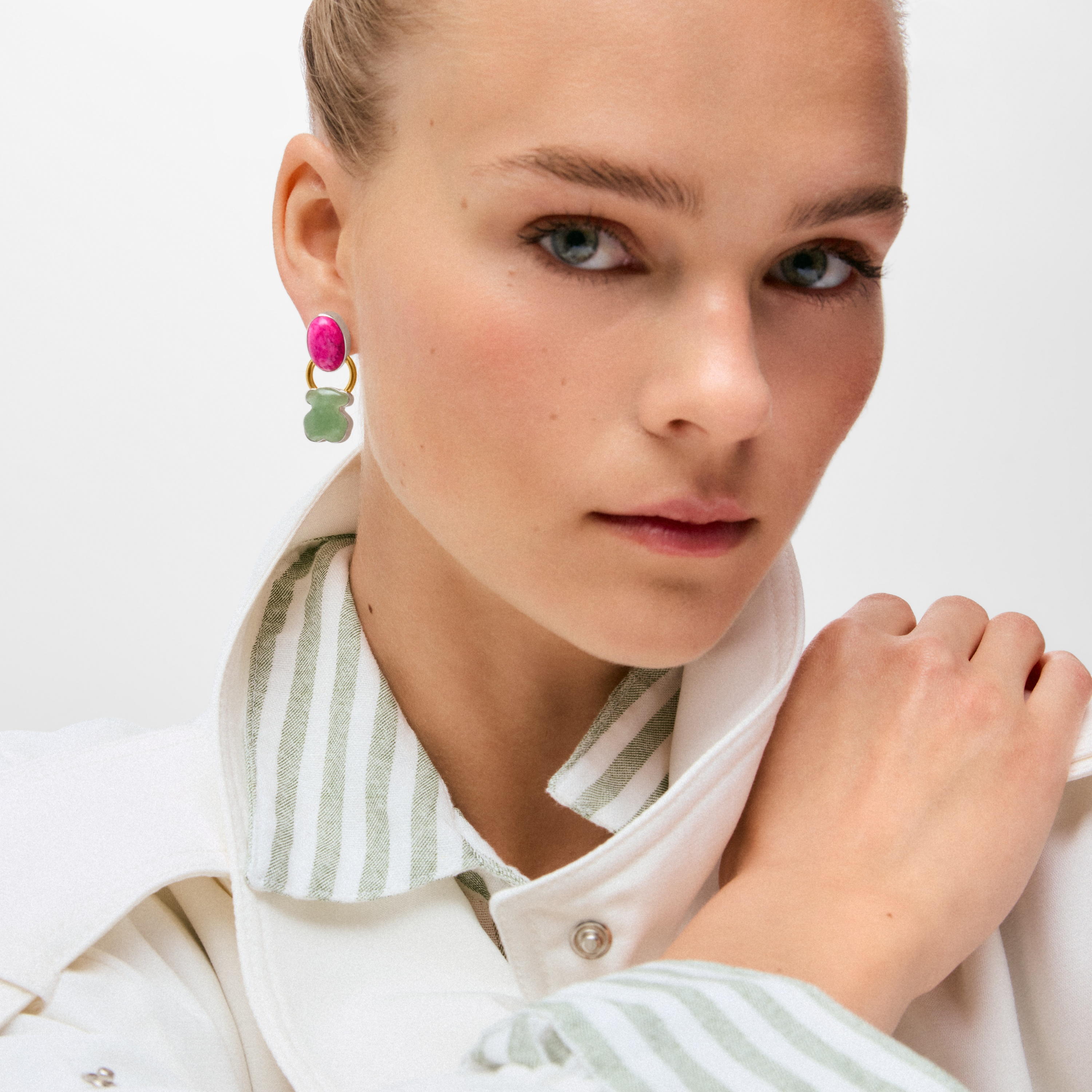 Two-tone Bear earrings with gemstones TOUS Gem Power
