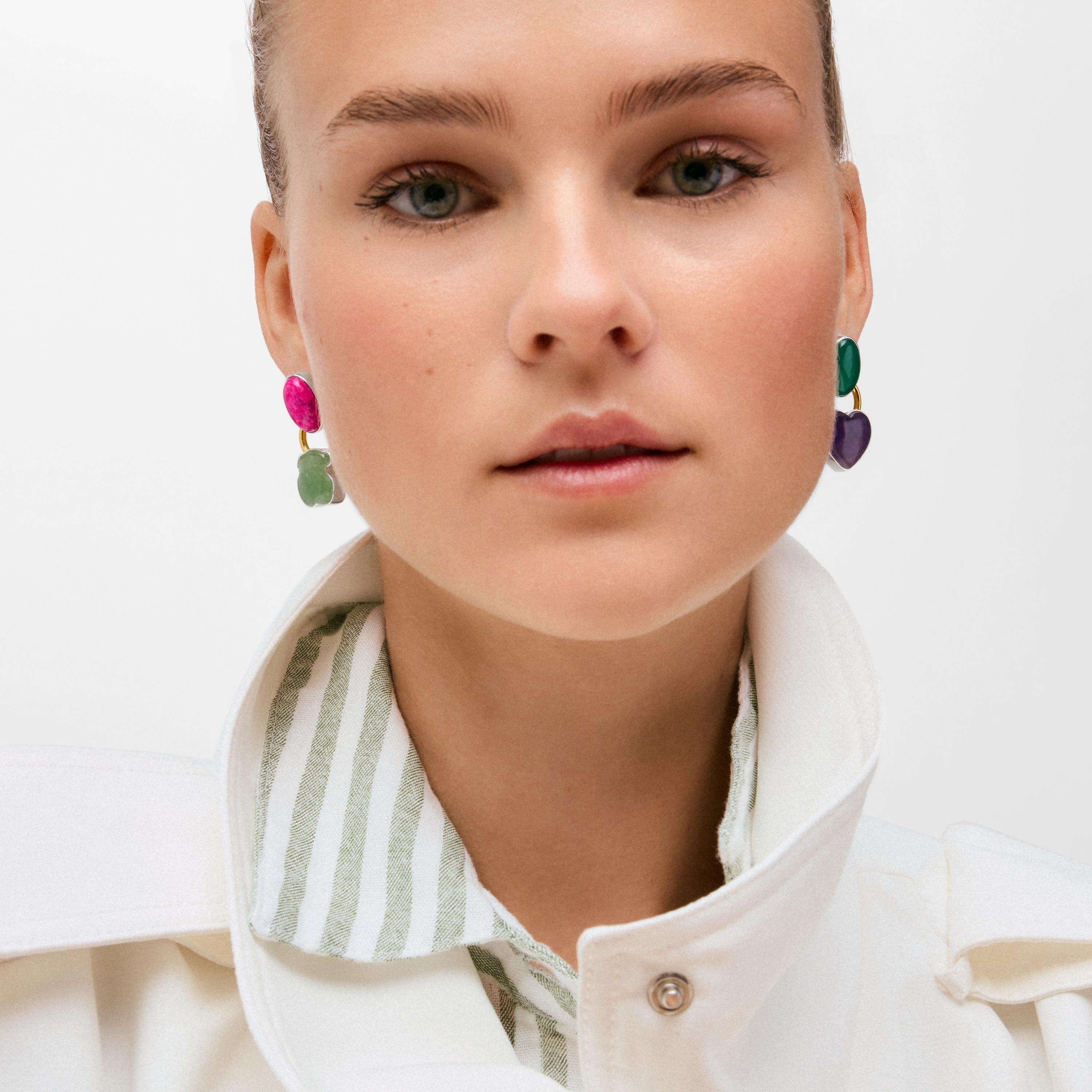 Two-tone Bear earrings with gemstones TOUS Gem Power