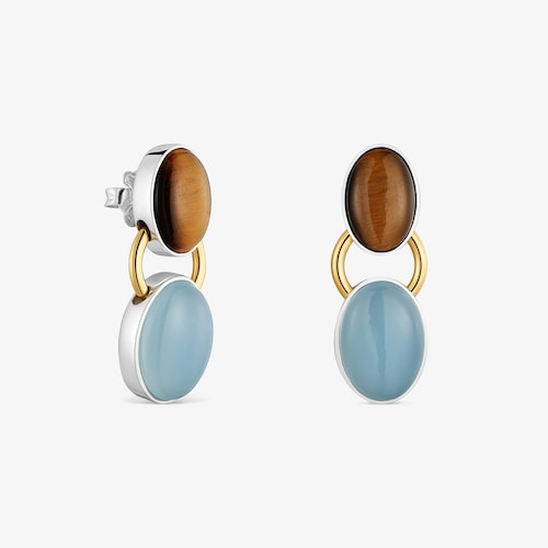 Two-tone Earrings with tiger&rsquo;s eye TOUS Gem Power