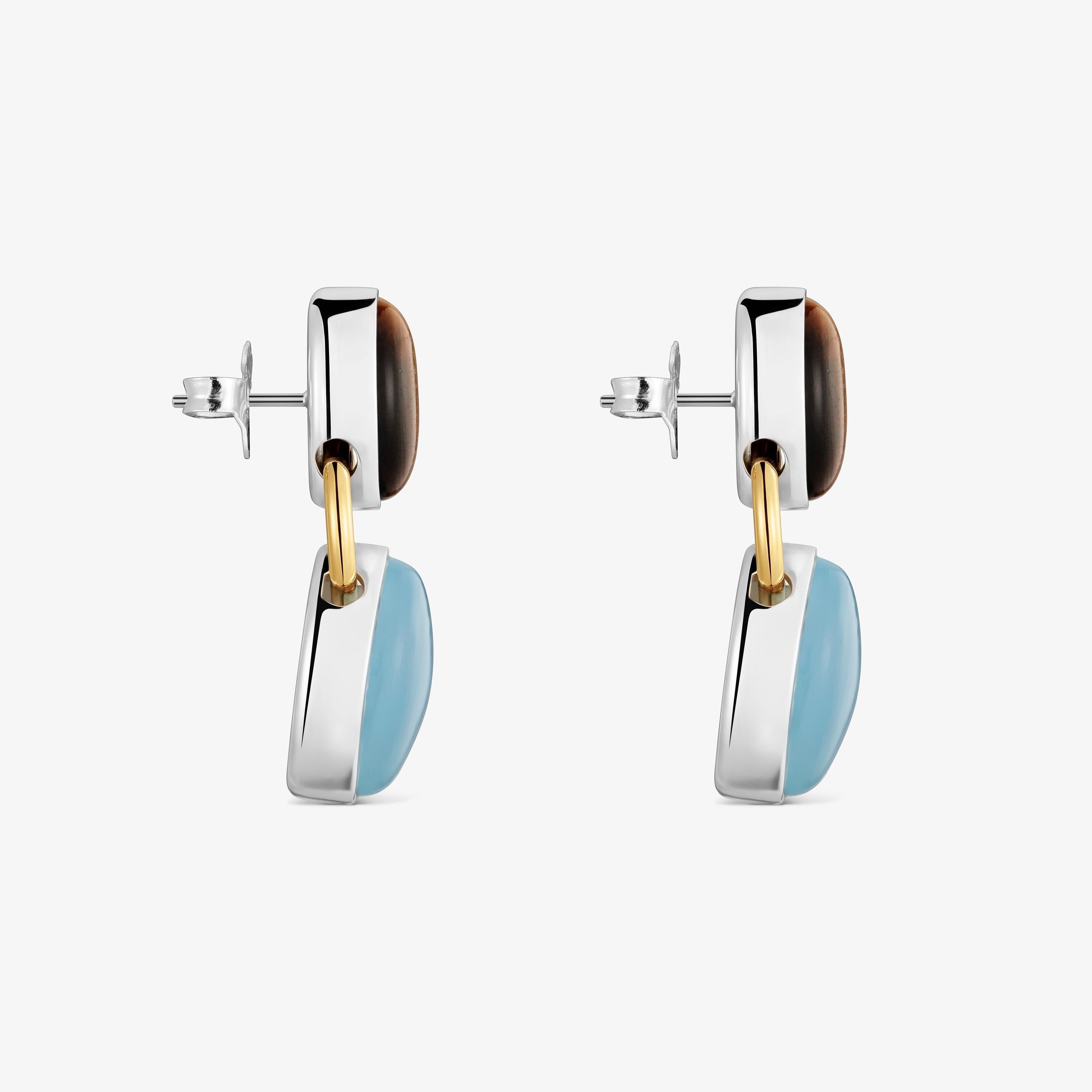 Two-tone Earrings with tiger’s eye TOUS Gem Power