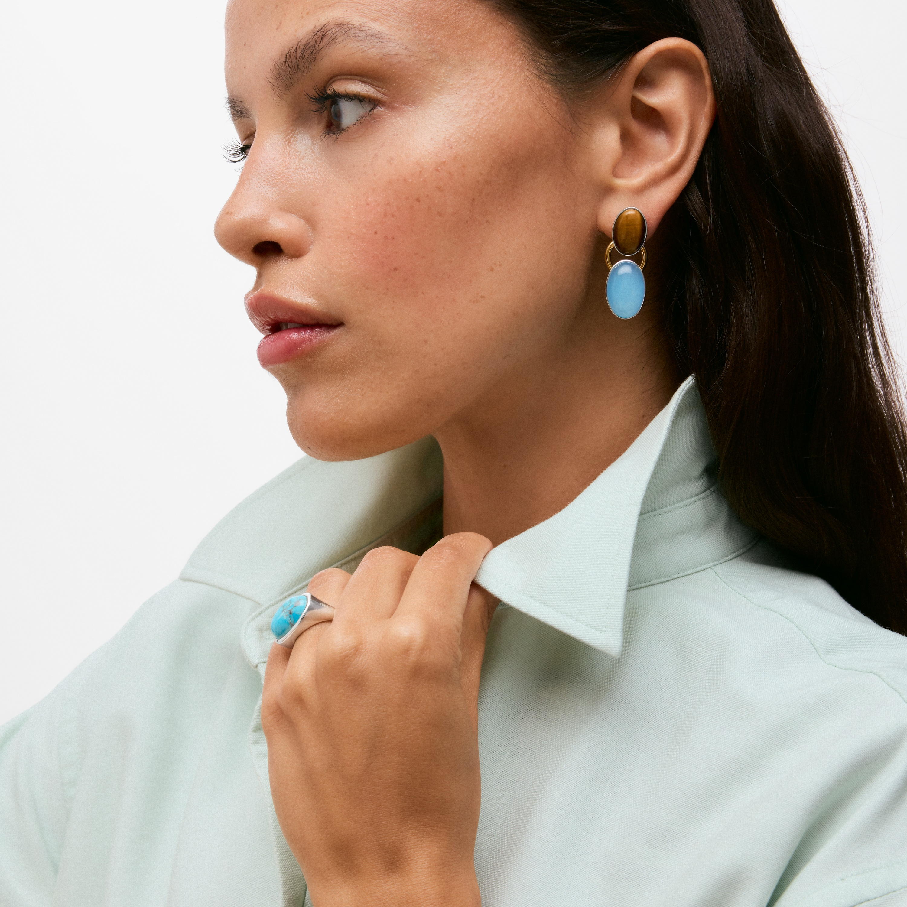 Two-tone Earrings with tiger’s eye TOUS Gem Power