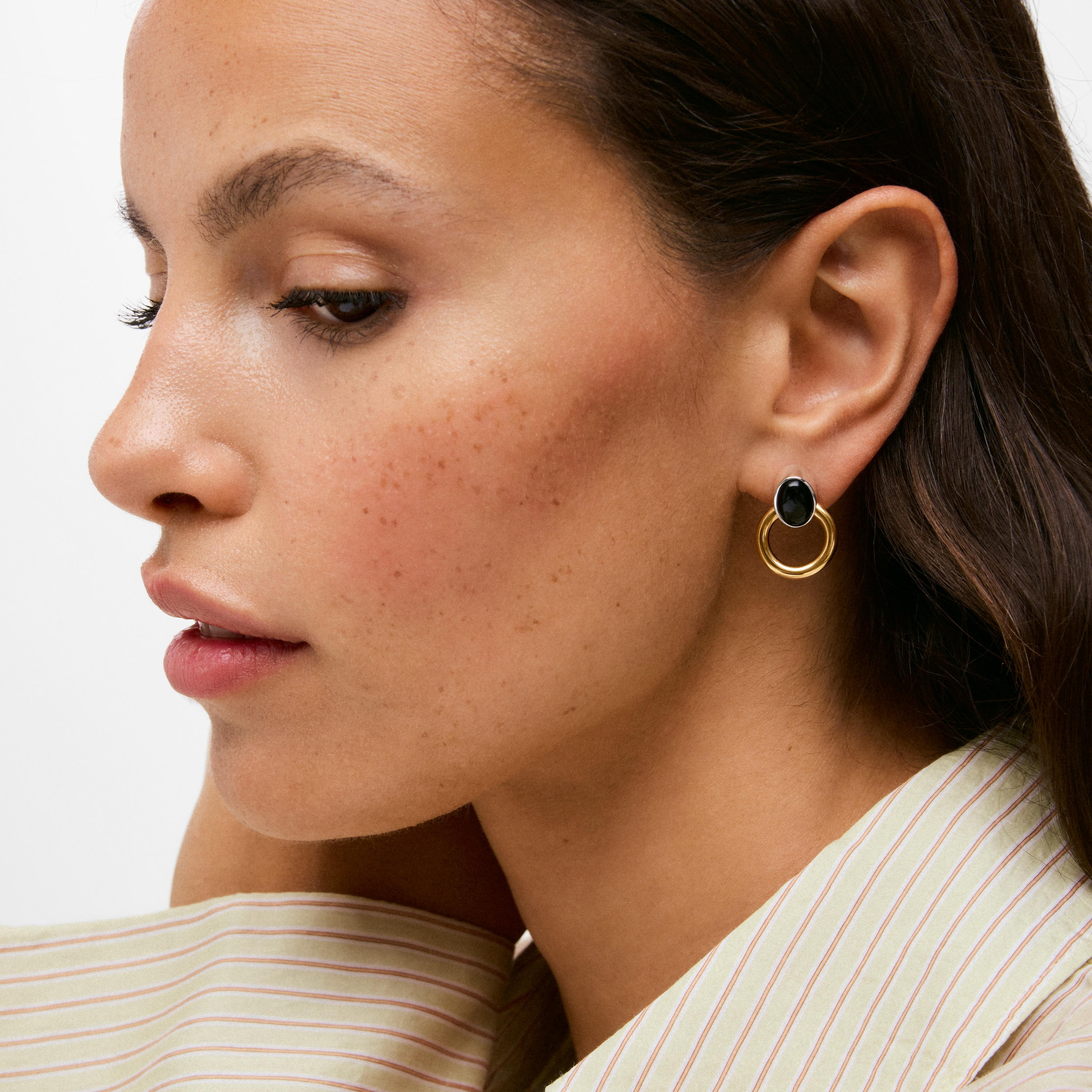 Two-tone Hoop earrings with onyx TOUS Gem Power