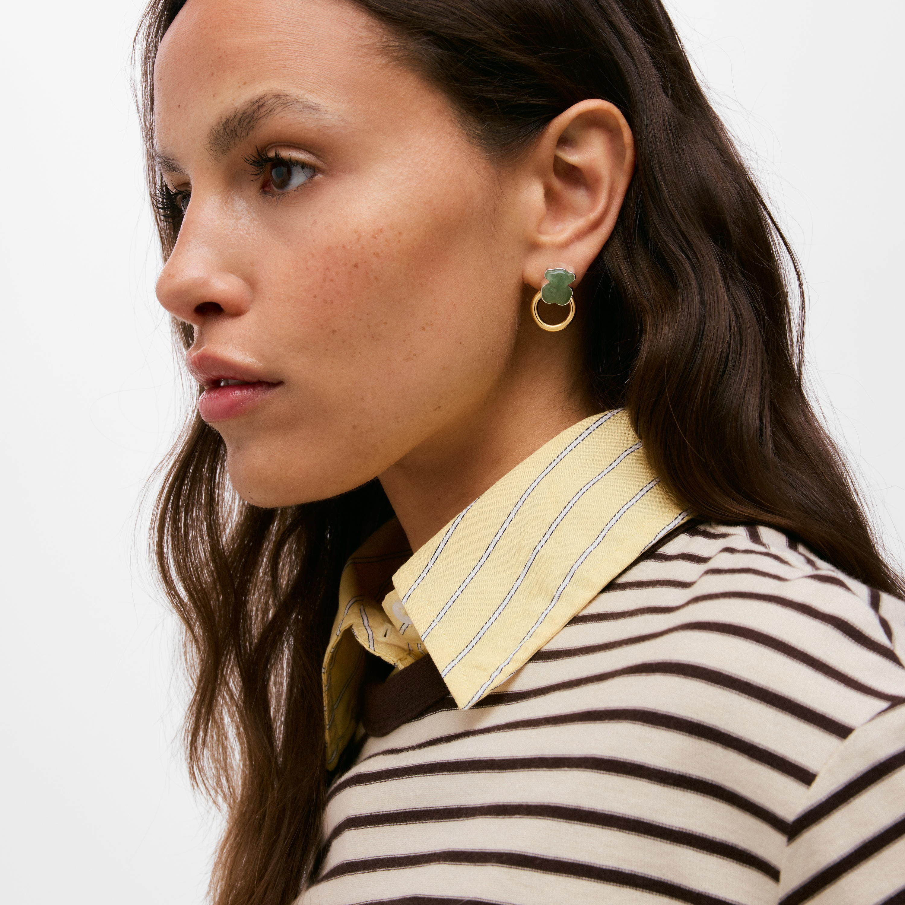 Two-tone Hoop earrings with aventurine TOUS Gem Power