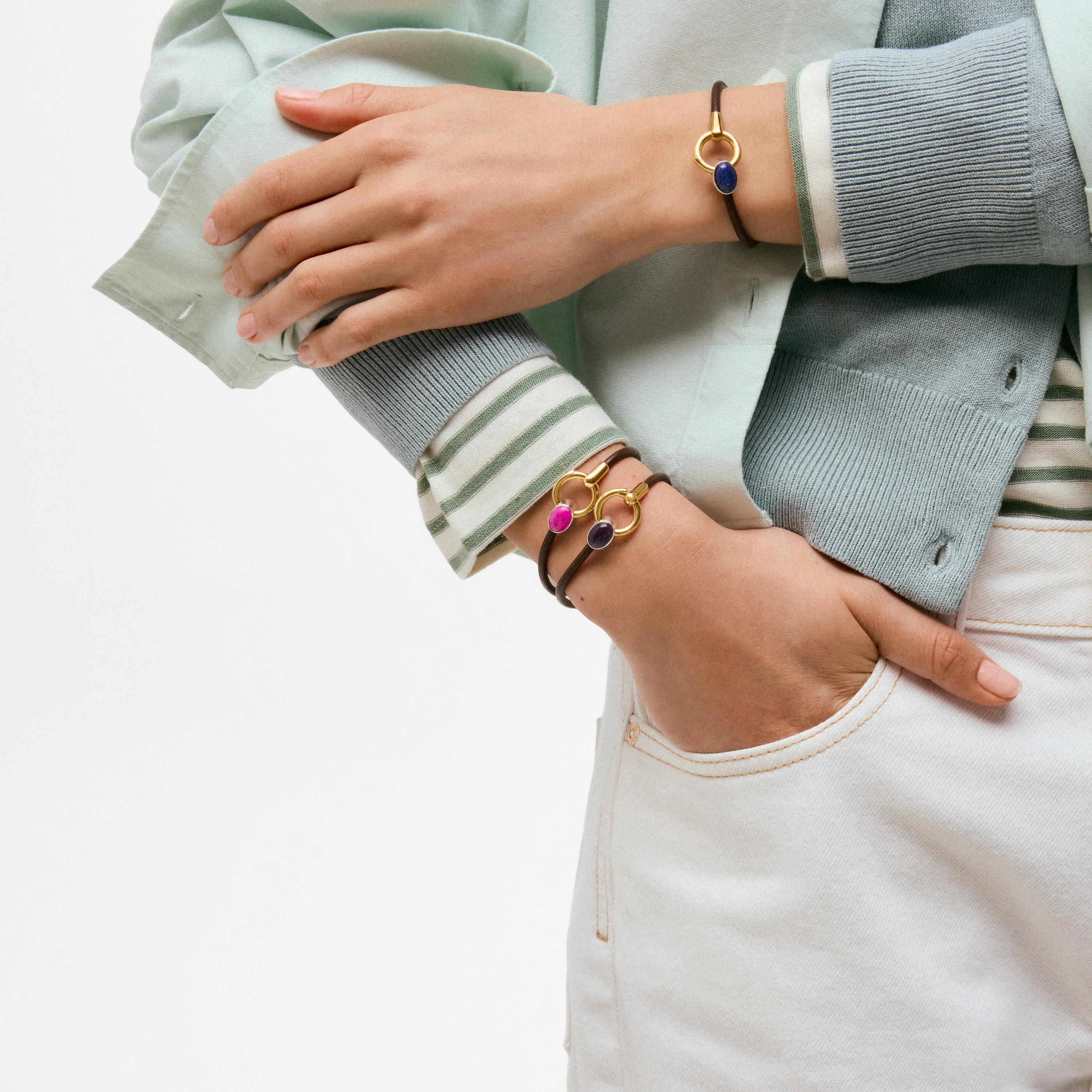 Two-tone Bracelet with aventurine and leather cord TOUS Gem Power