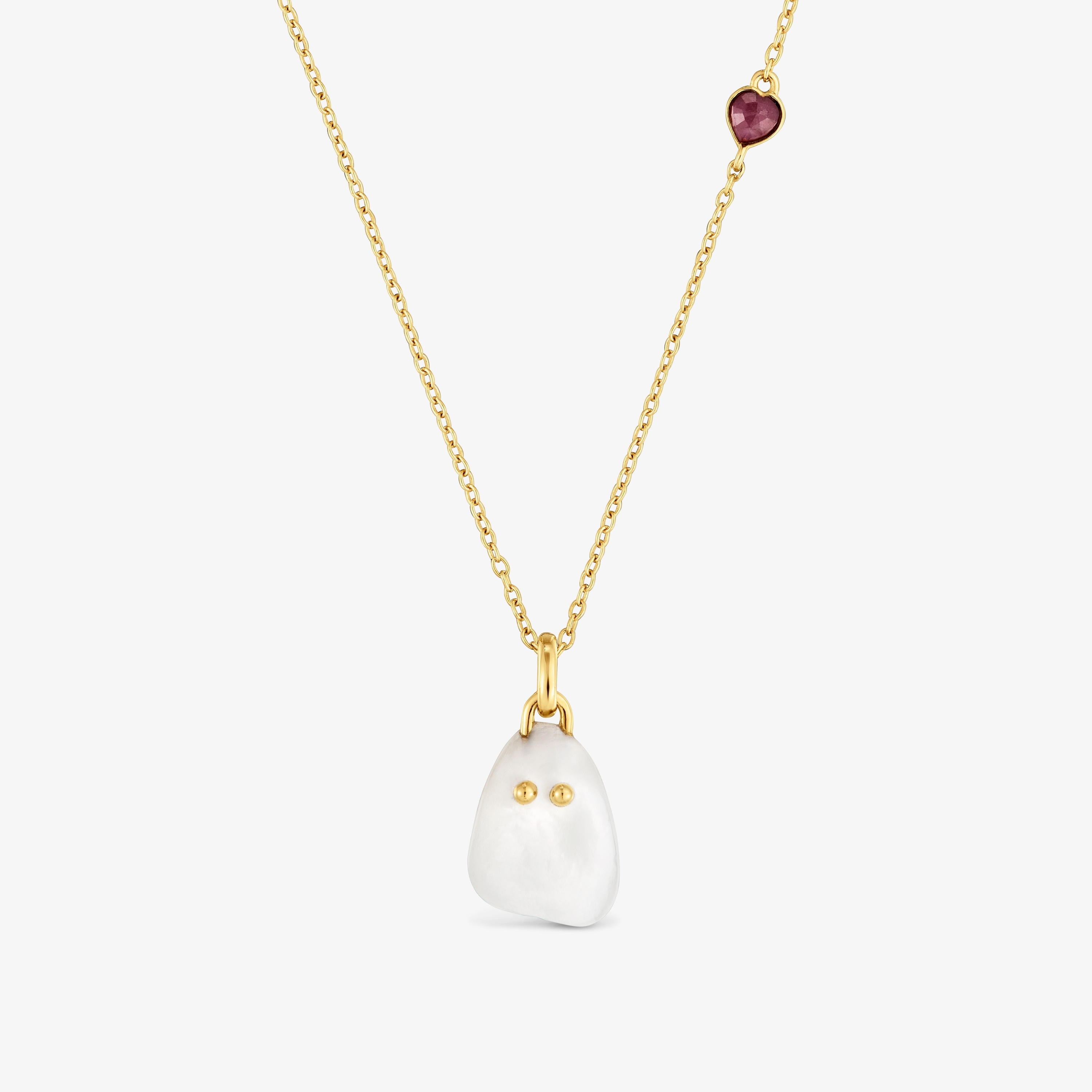 18kt gold vermeil, mother-of-pearl and ruby Necklace TOUS Boo