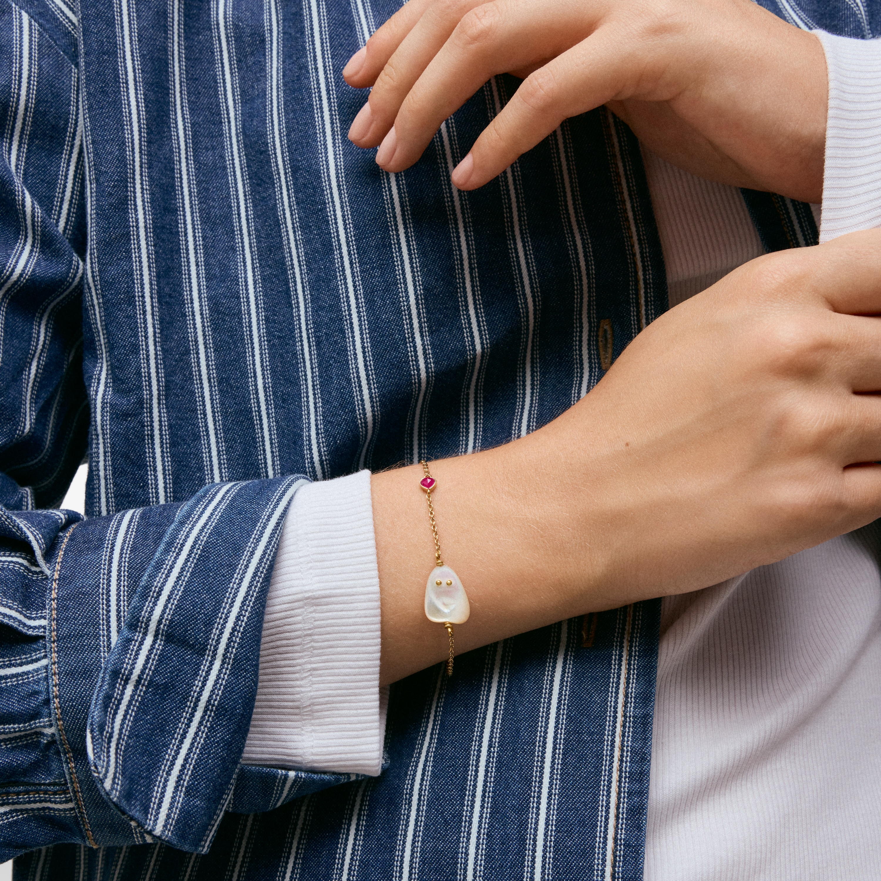 18kt gold vermeil, mother-of-pearl and ruby Bracelet TOUS Boo
