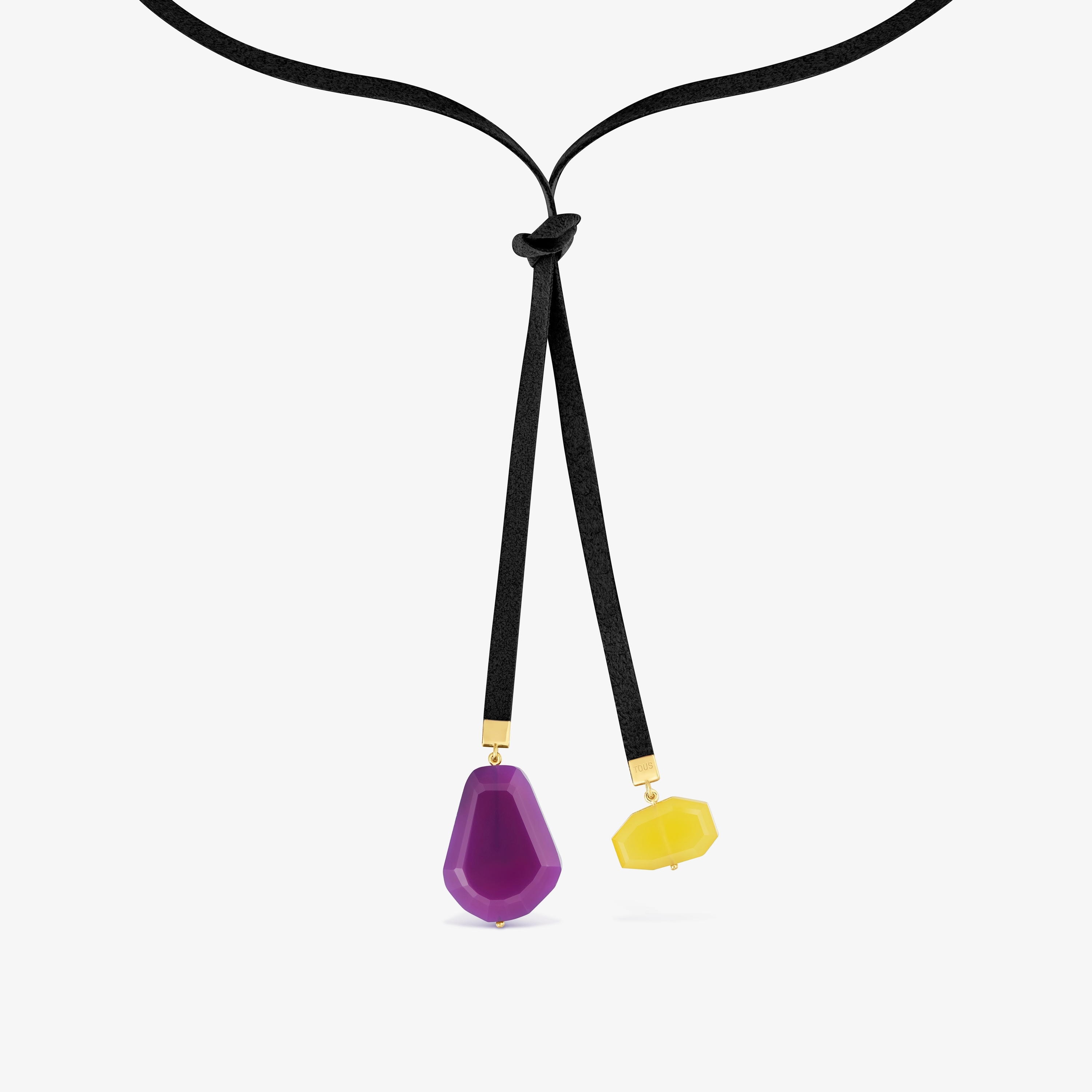 Black cord and chalcedony Necklace TOUS Basics