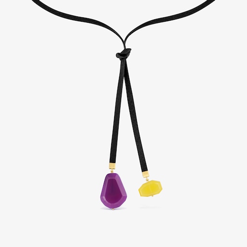 Collar de cord&oacute;n negro y calcedonia TOUS Basics