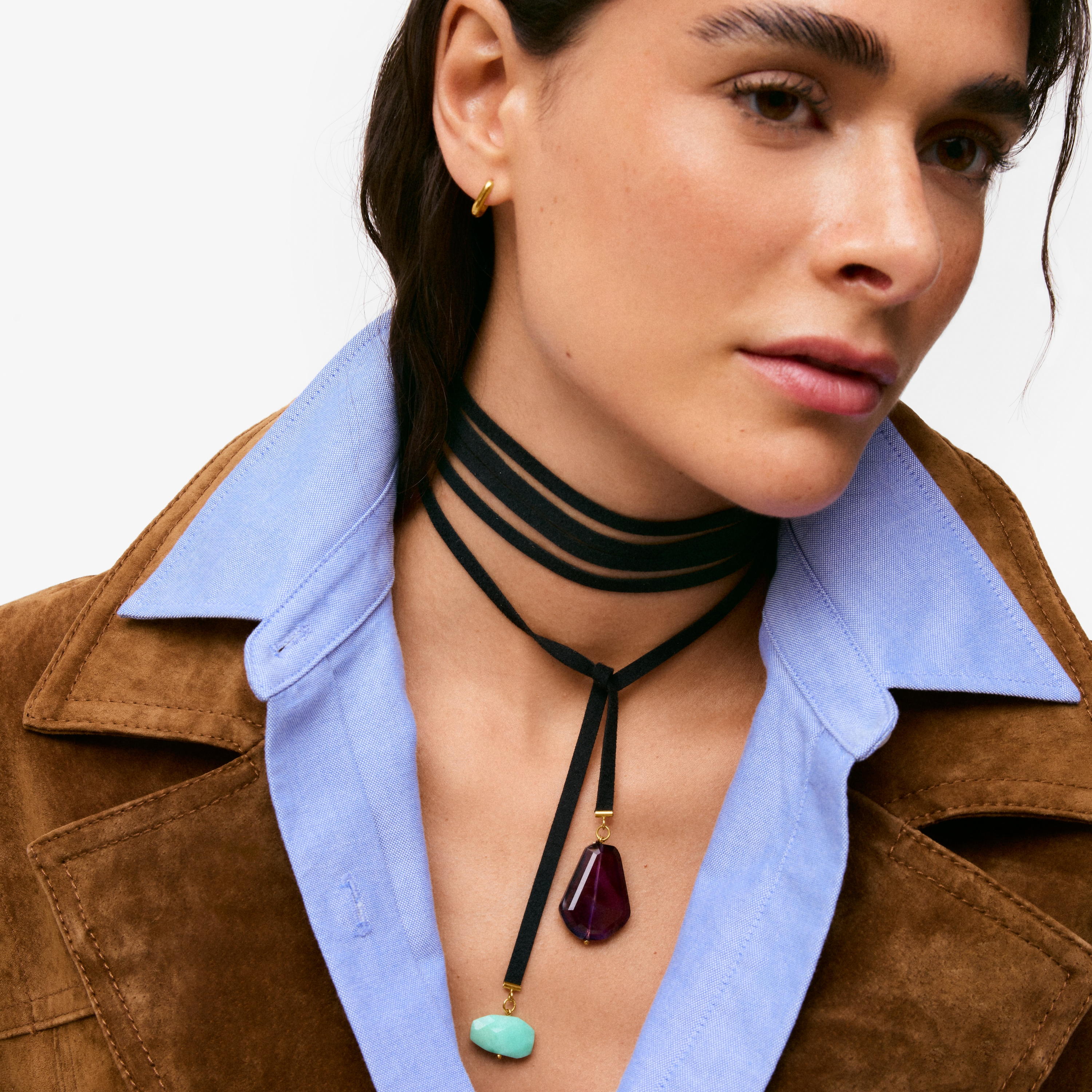 Black cord and chalcedony Necklace TOUS Basics
