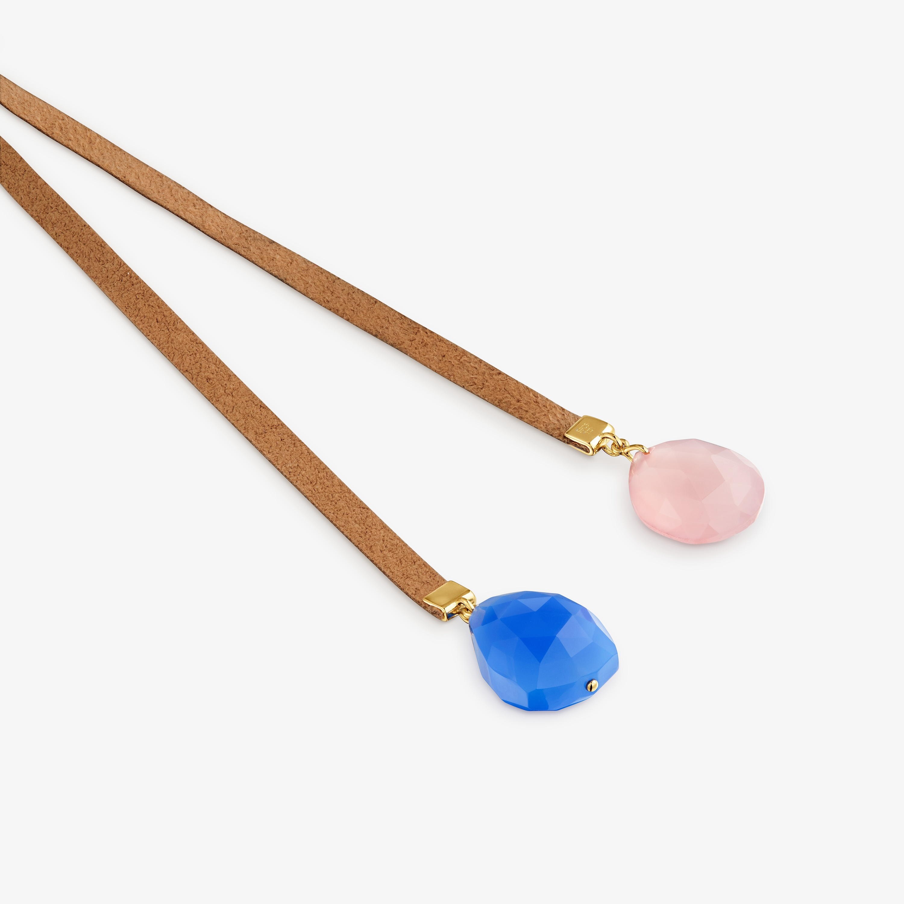 Brown cord and chalcedony and rose quartz Necklace TOUS Basics
