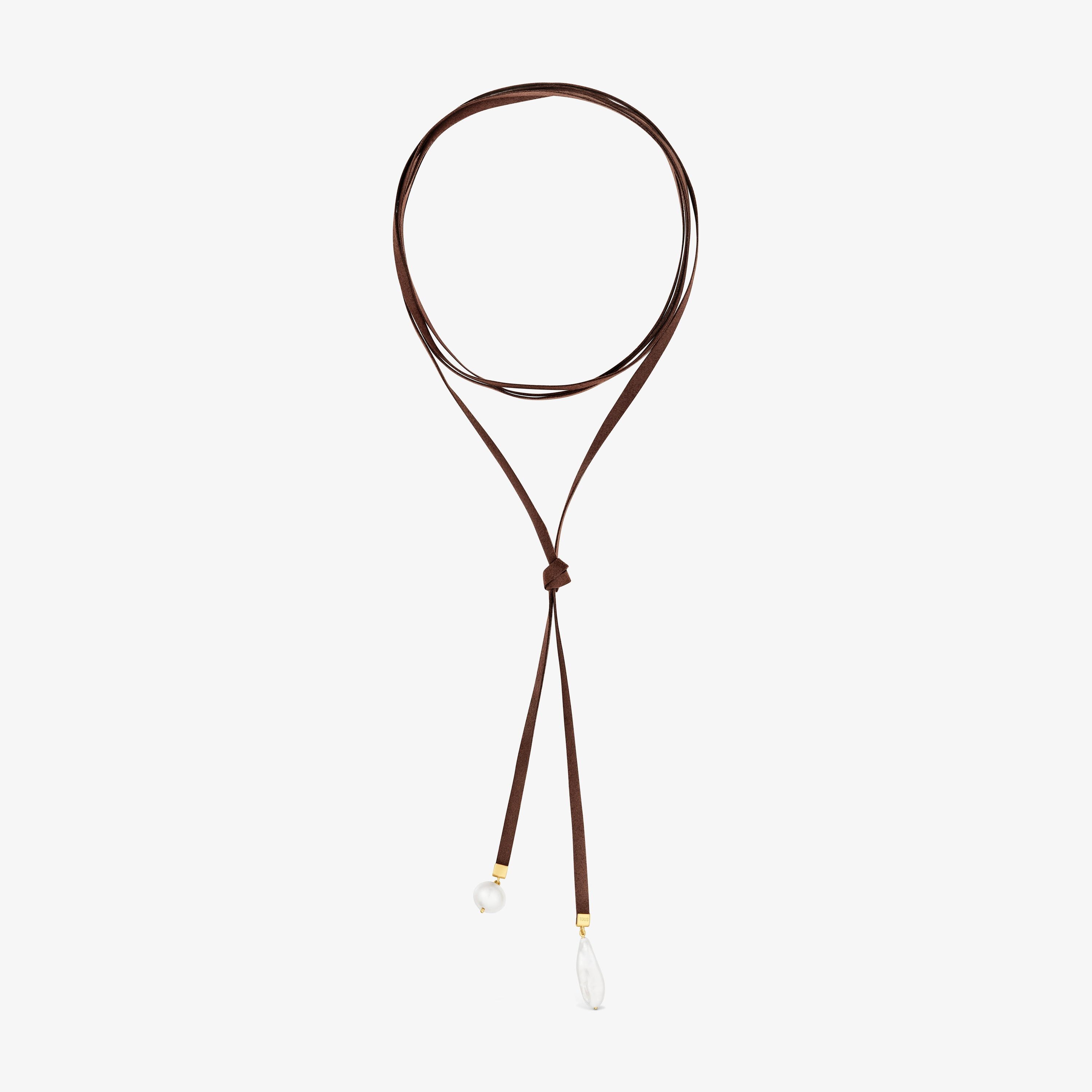Brown cord and cultured pearl Necklace TOUS Basics