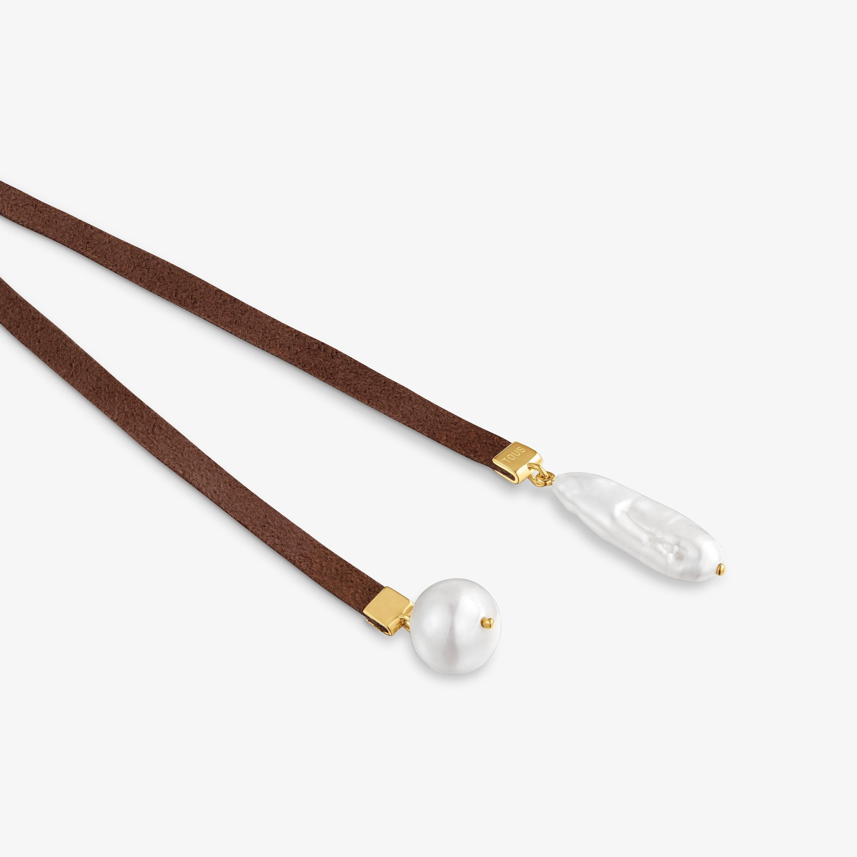 Brown cord and cultured pearl Necklace TOUS Basics