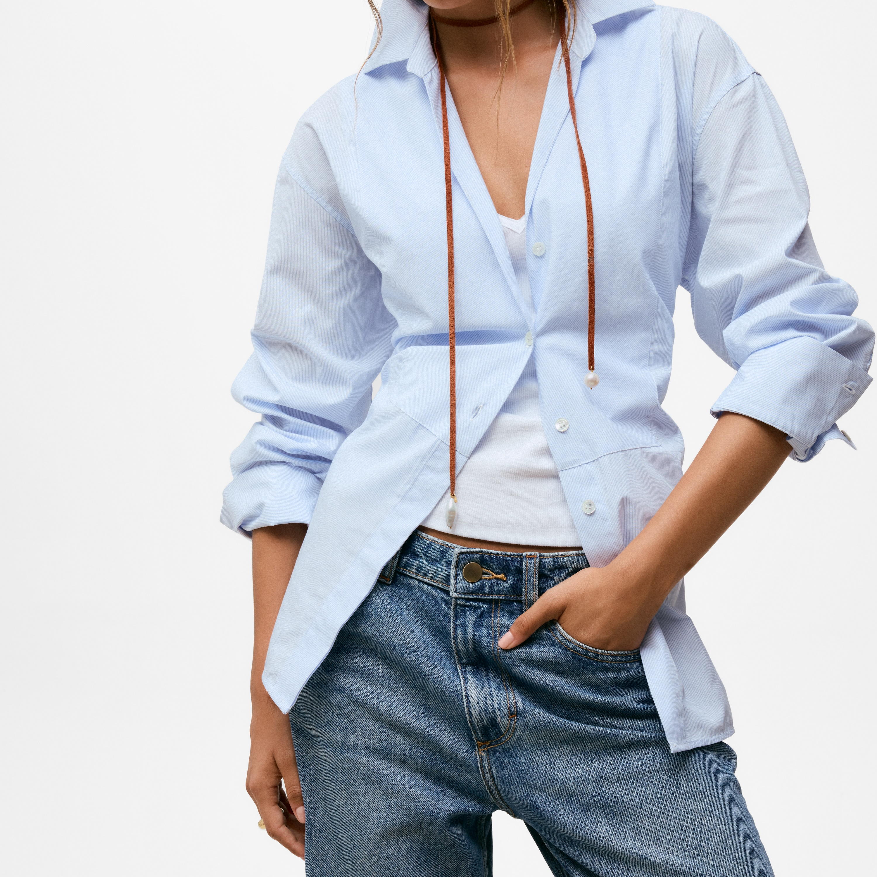 Brown cord and cultured pearl Necklace TOUS Basics
