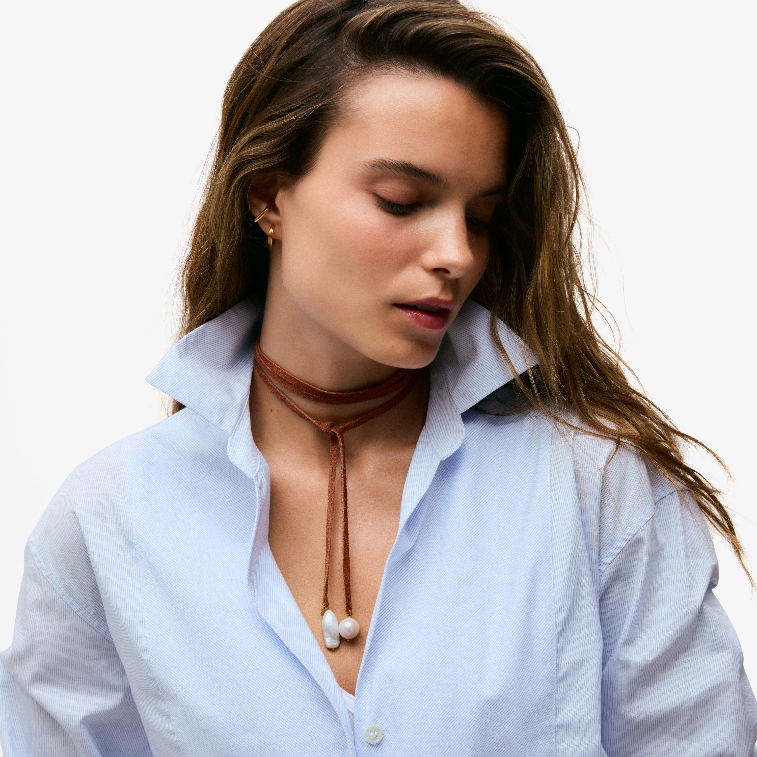 Brown cord and cultured pearl Necklace TOUS Basics