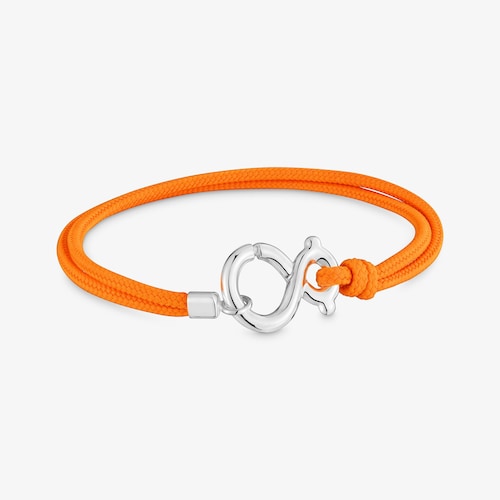 Pulsera de plata y cord&oacute;n naranja TOUS Infinity
