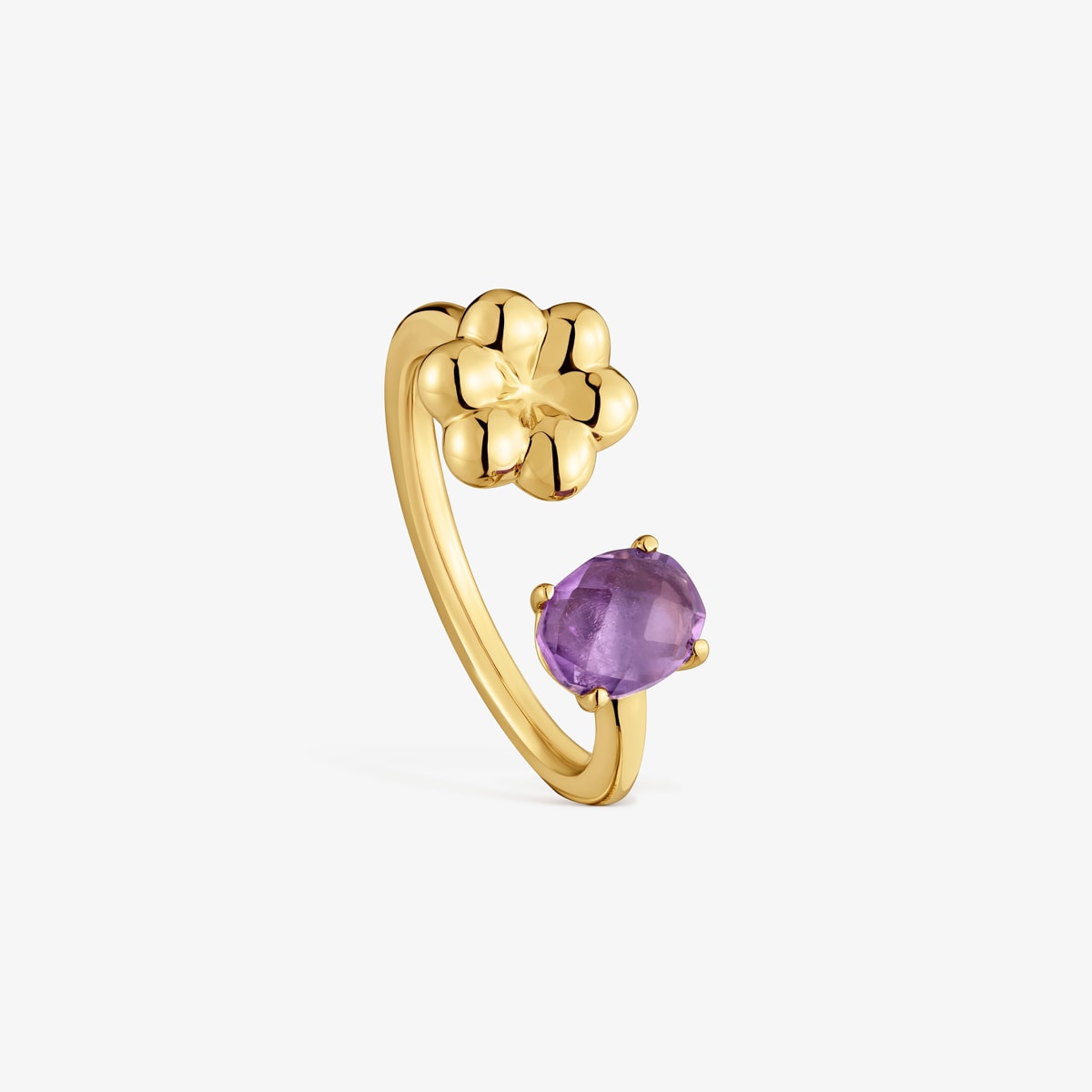 Tous - Anillo Abierto Con Baño De Oro 18 Kt Sobre Plata Y Amatista Bold Motif Talla 11