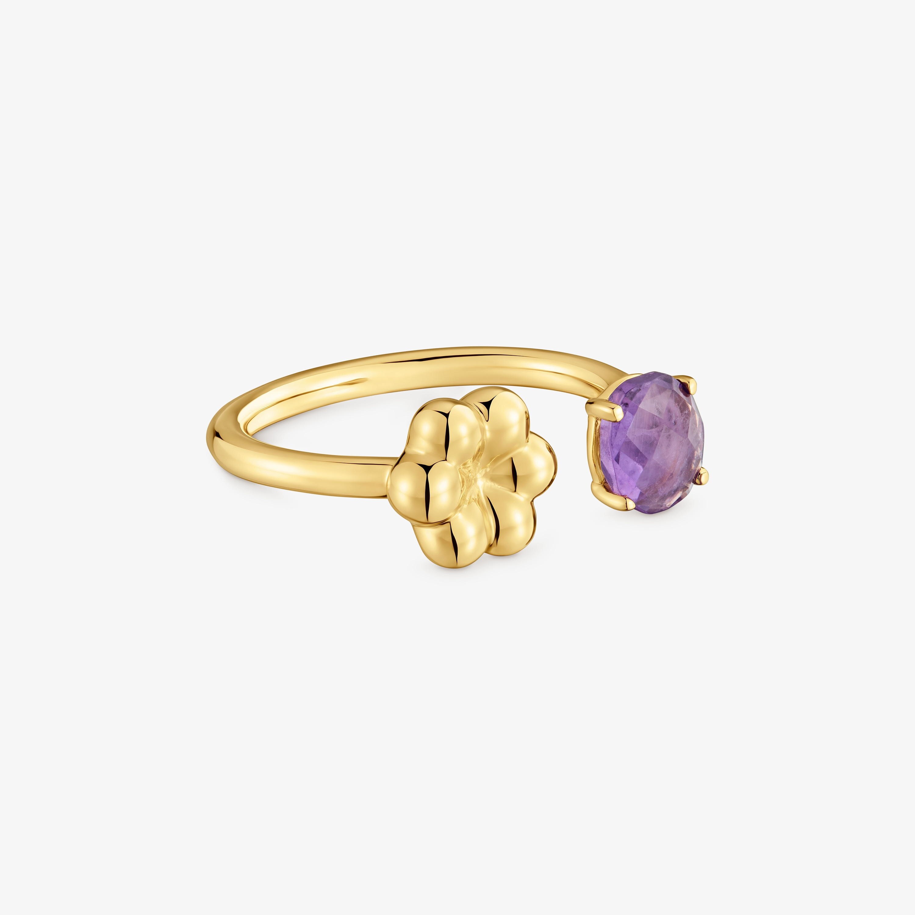Open ring with 18kt gold vermeil and amethyst TOUS Bold Motif