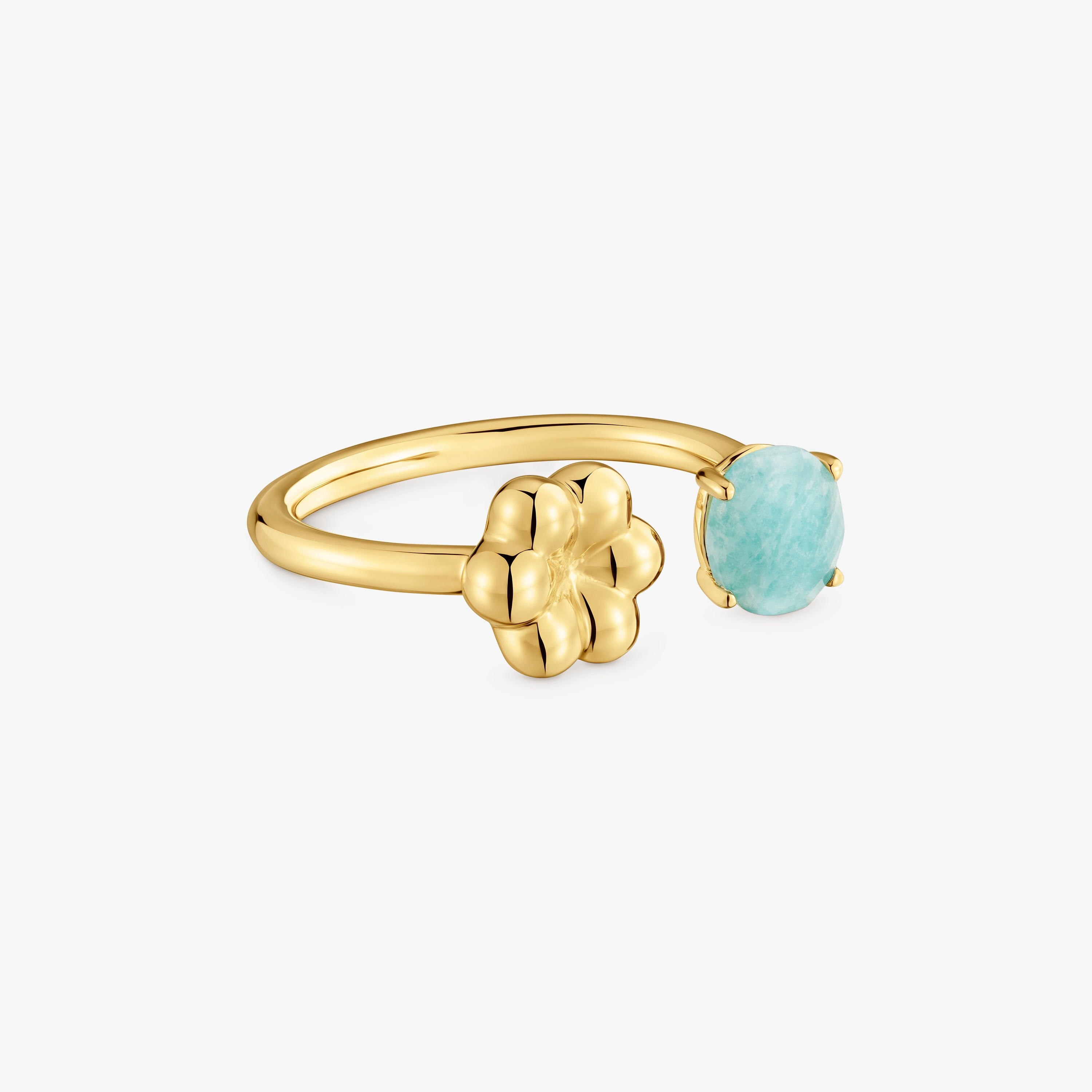 Open ring with 18kt gold vermeil and amazonite TOUS Bold Motif