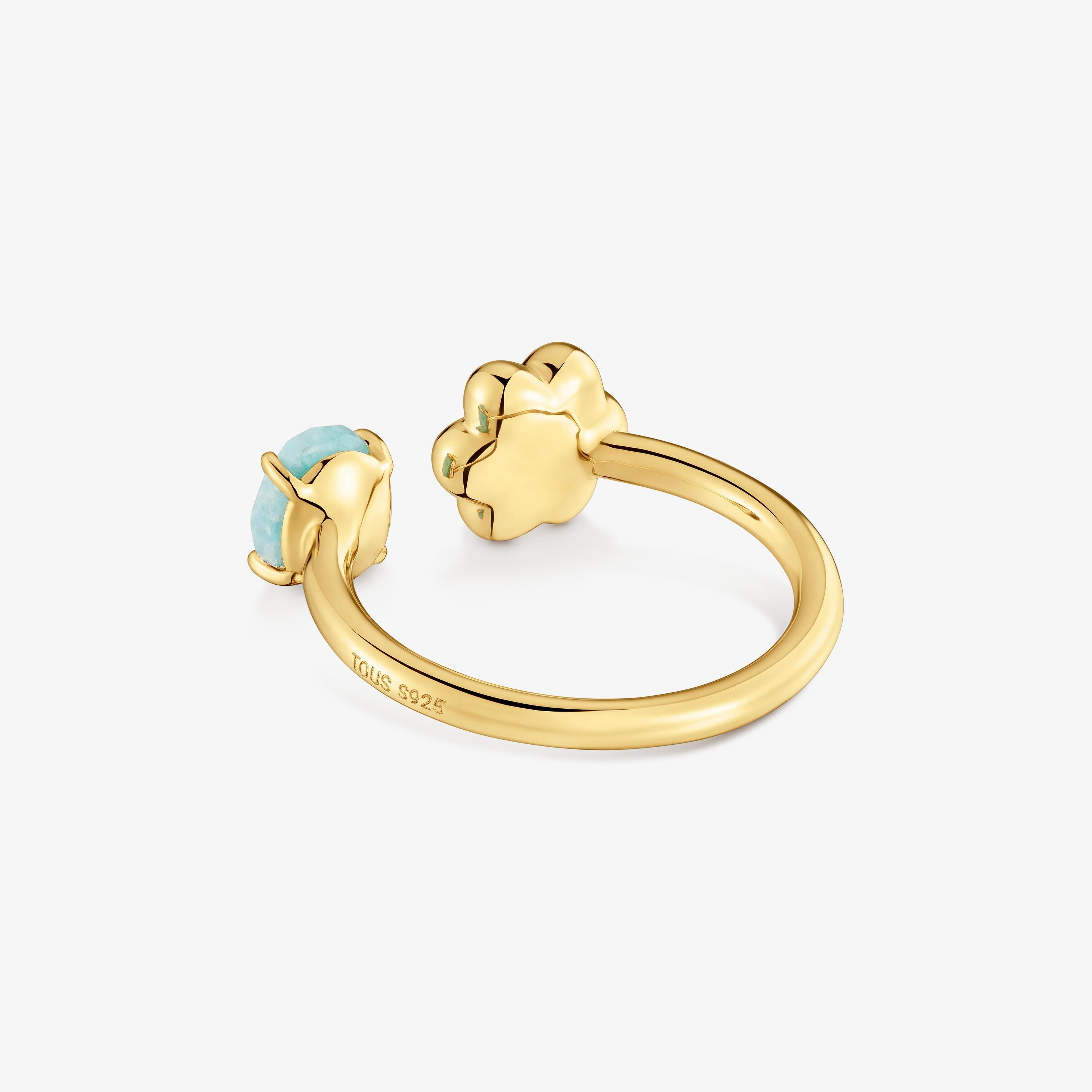 Open ring with 18kt gold vermeil and amazonite TOUS Bold Motif