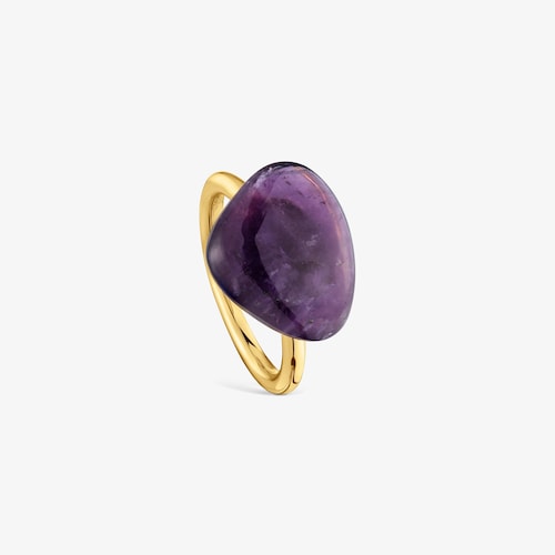 Anillo con ba&ntilde;o de oro 18 kt sobre plata y amatista TOUS Color Dots