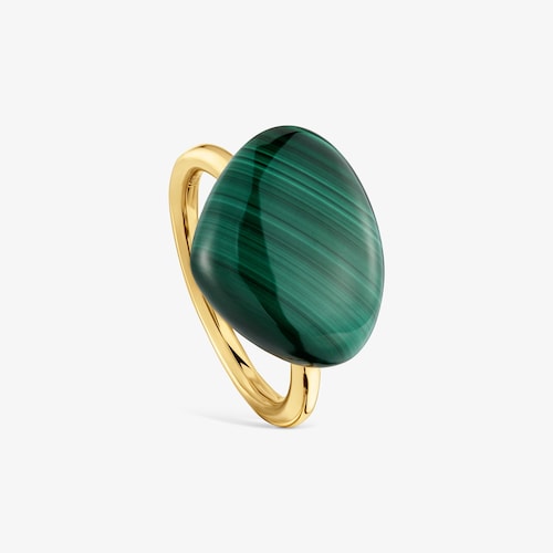 Anillo con ba&ntilde;o de oro 18 kt sobre plata y malaquita TOUS Color Dots