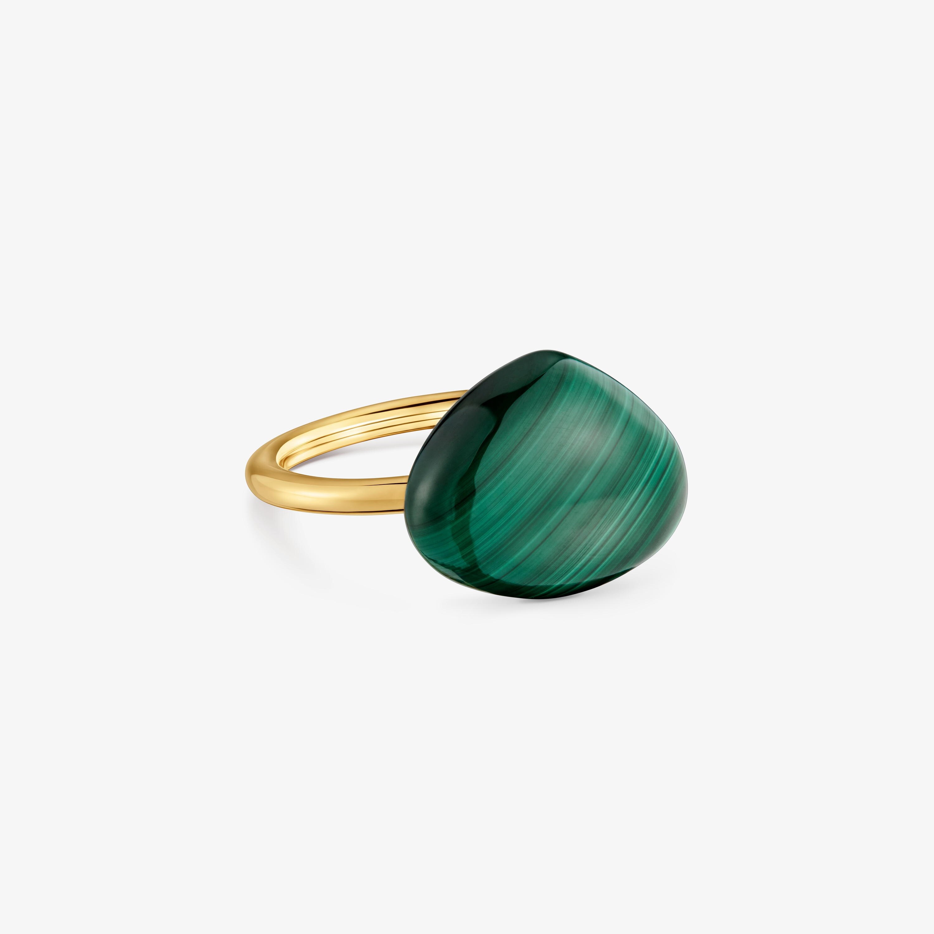 Ring with 18kt gold vermeil and malachite TOUS Color Dots