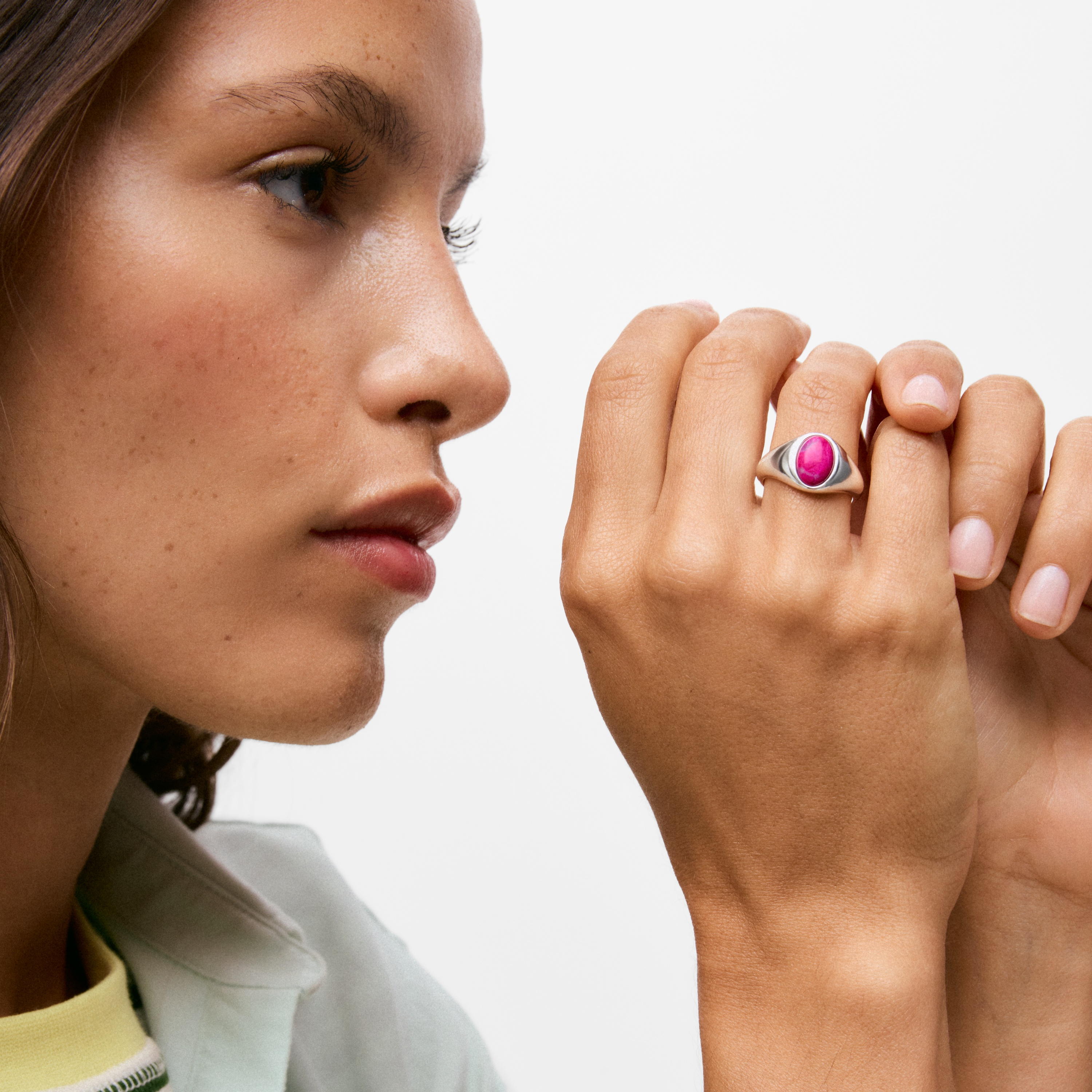 Silver-plated Ring with calcite TOUS Gem Power