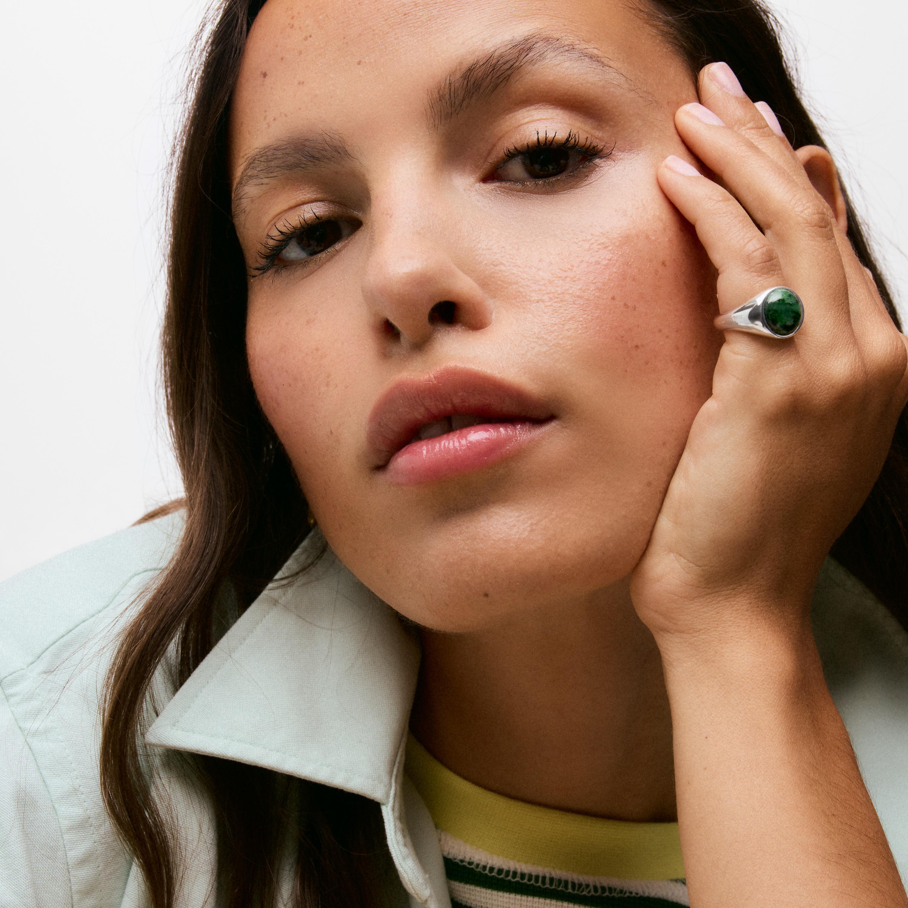 Silver-plated Ring with zoisite TOUS Gem Power