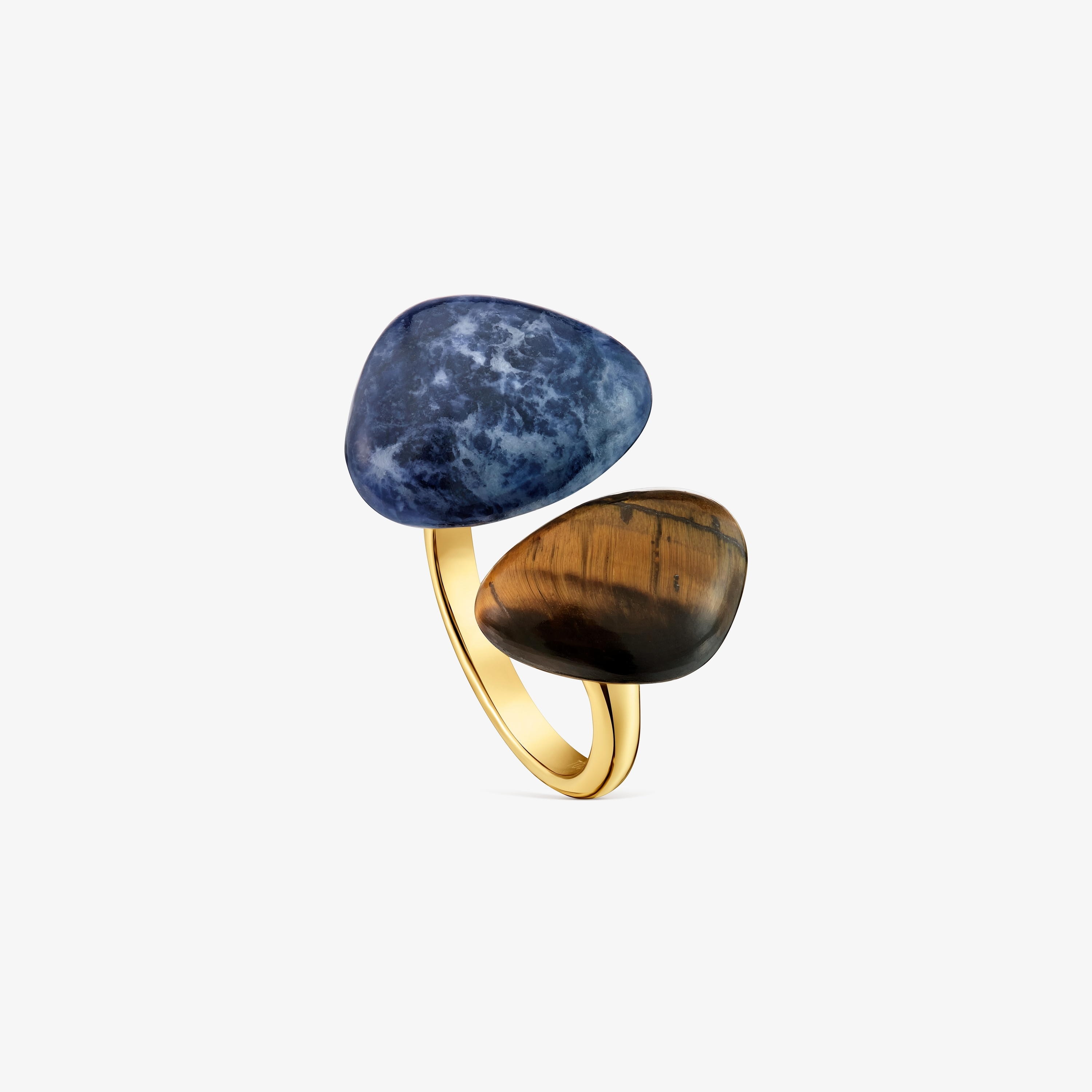 Ring with 18kt gold vermeil sodalite and tiger’s eye TOUS Color Dots