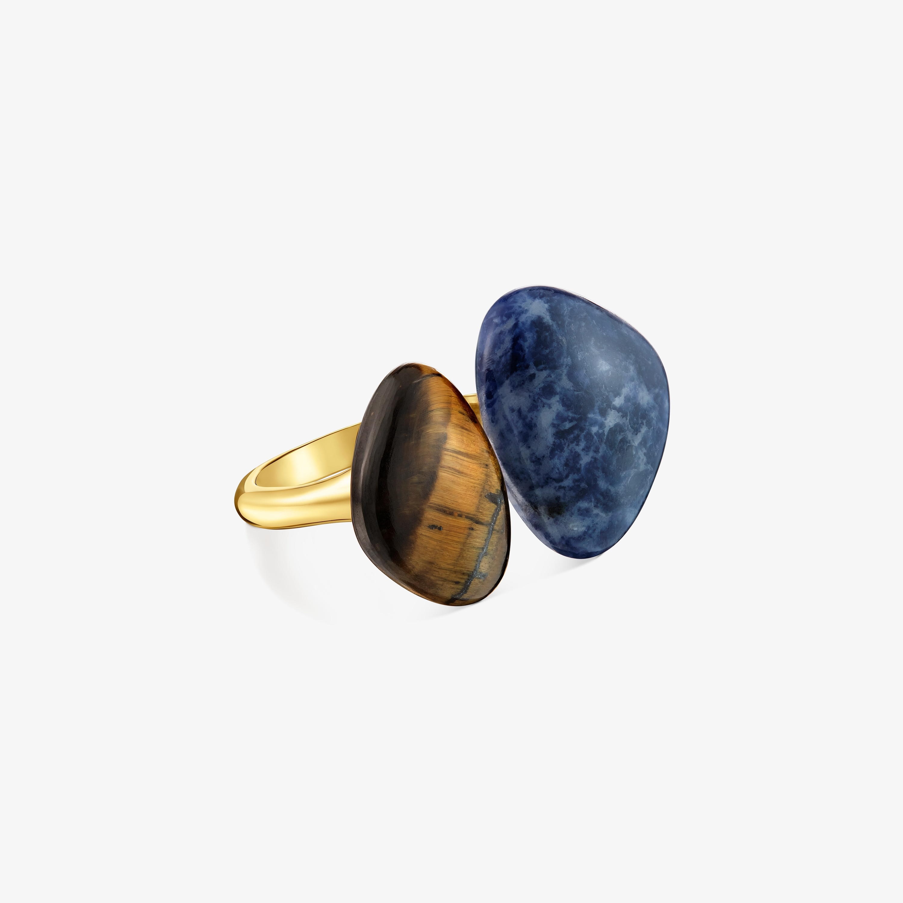 Ring with 18kt gold vermeil sodalite and tiger’s eye TOUS Color Dots