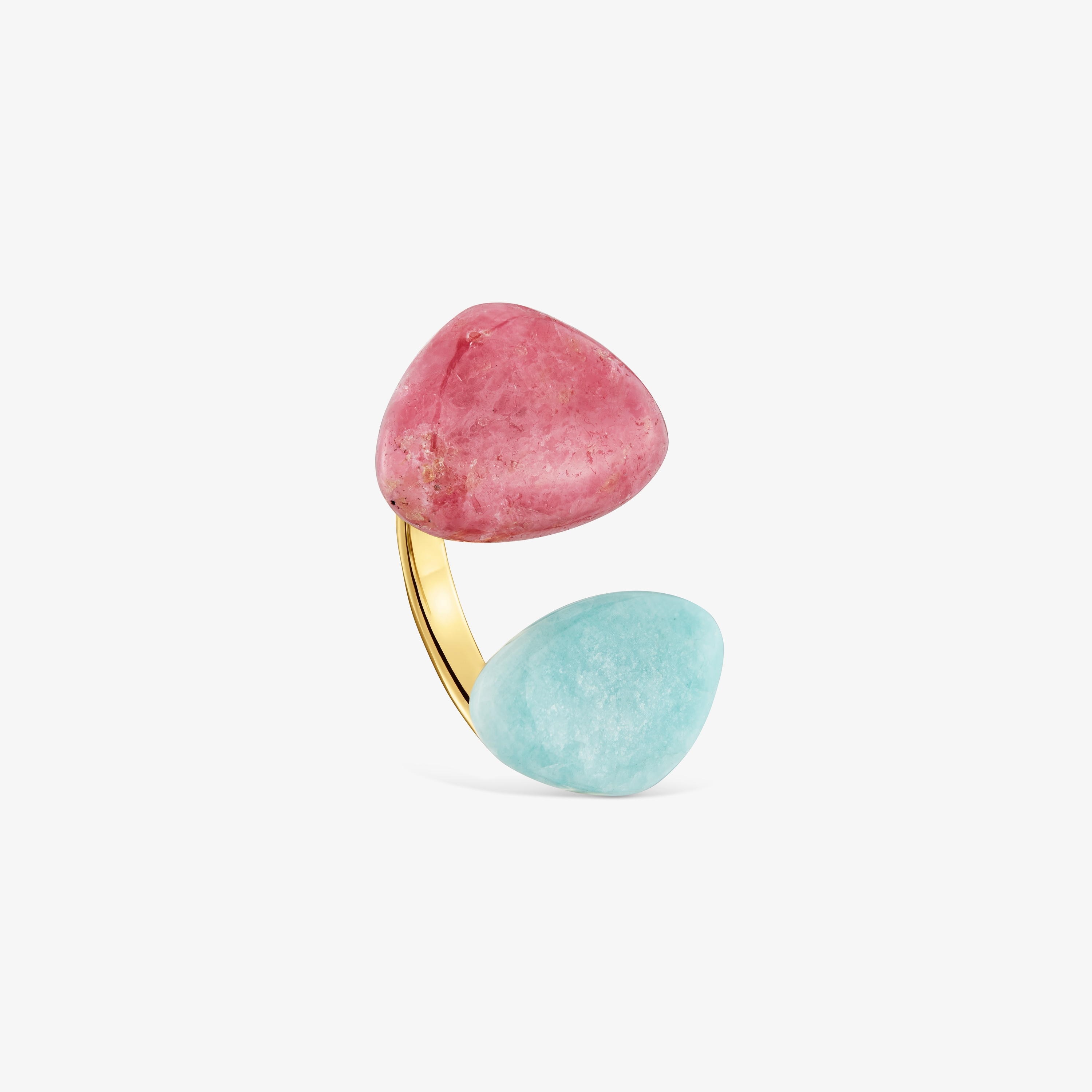 Ring with 18kt gold vermeil amazonite and rhodonite TOUS Color Dots