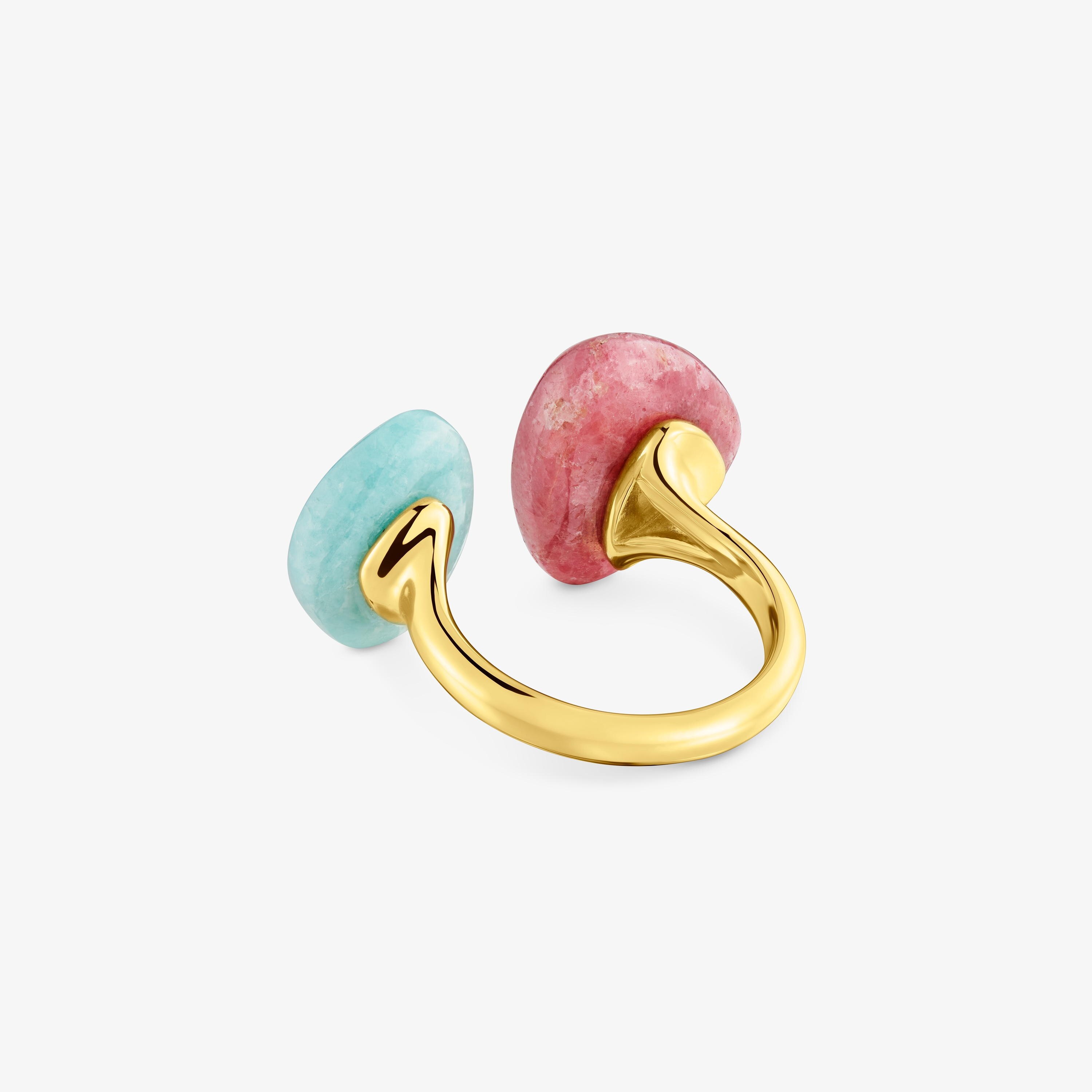 Ring with 18kt gold vermeil amazonite and rhodonite TOUS Color Dots