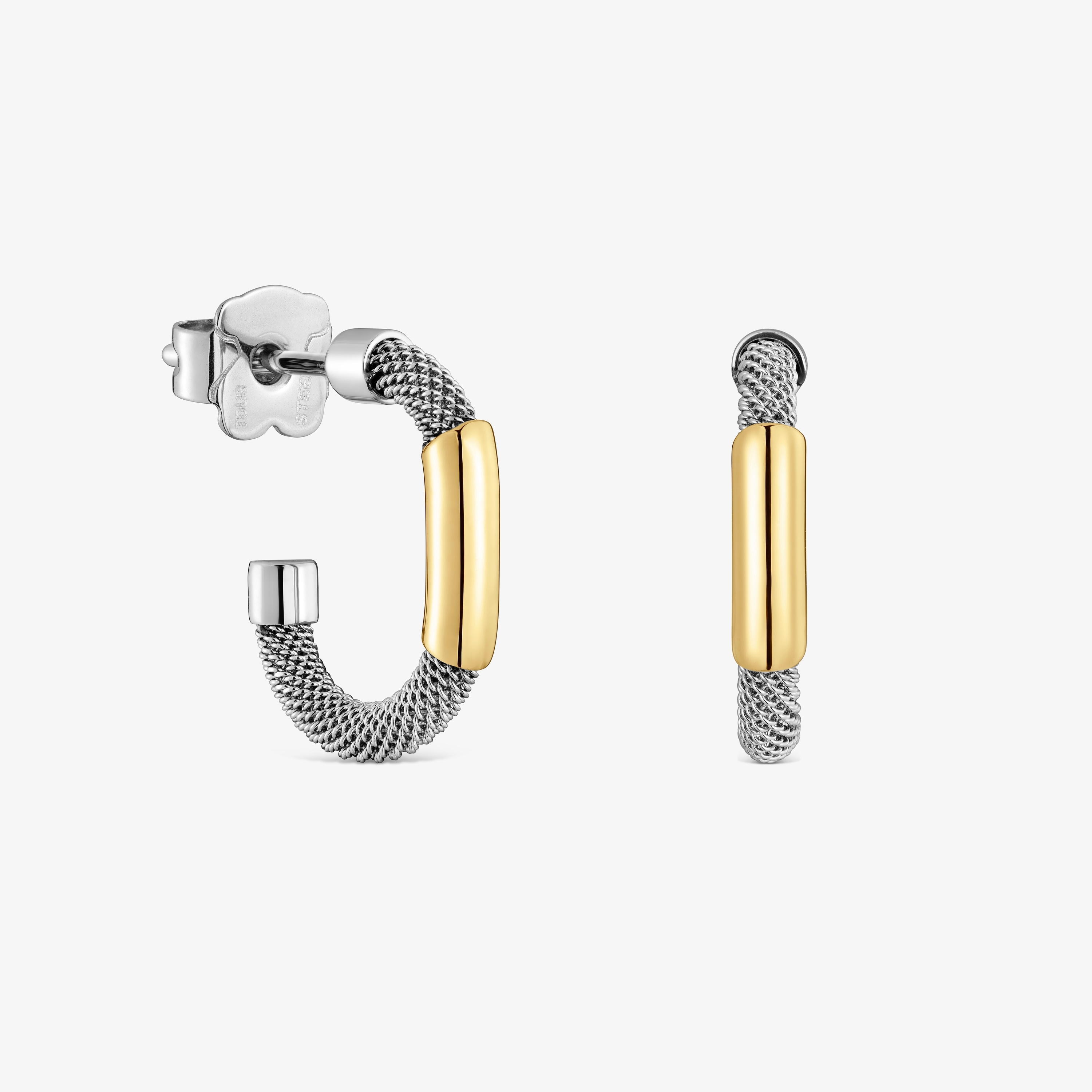 Steel and 14kt gold Hoop earrings TOUS Unlock