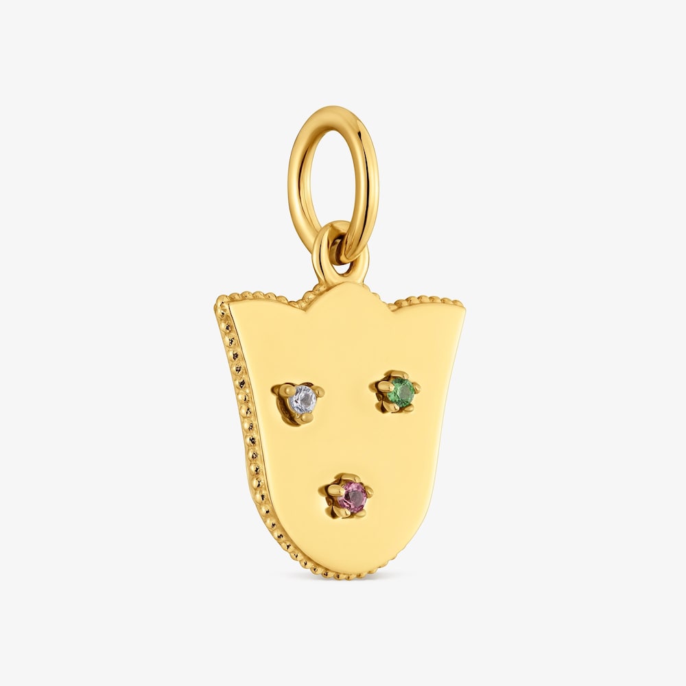 Dije tulipa de acero dorado y gemas Cachito M&iacute;o